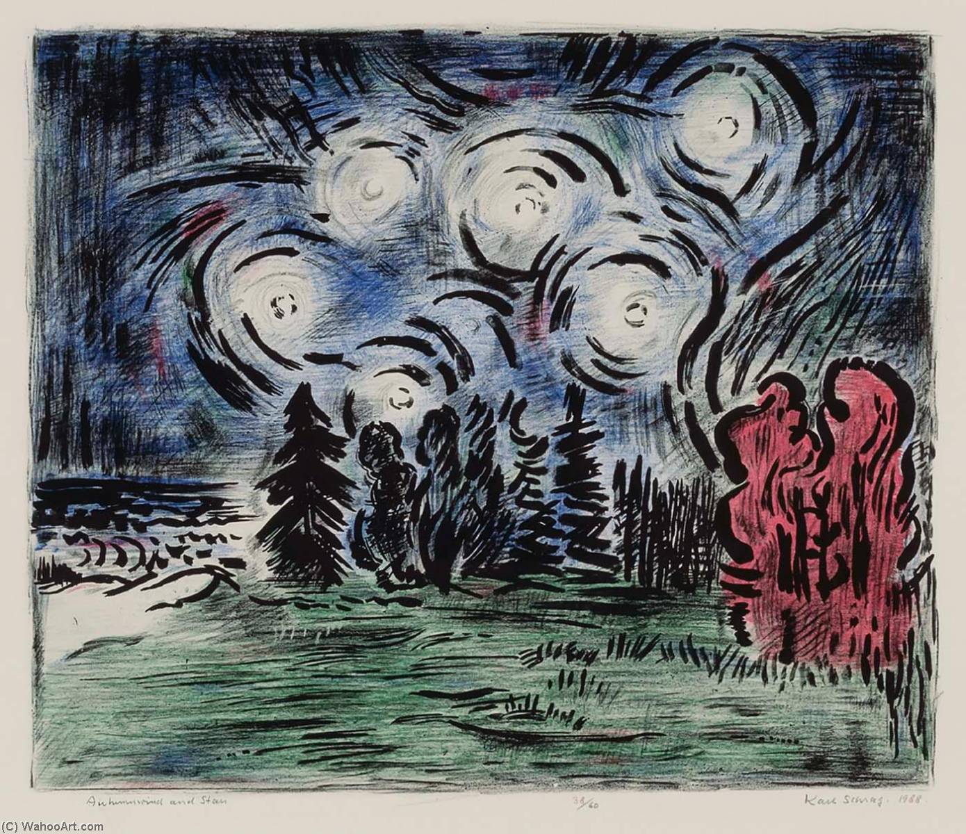 Wikioo.org – La Enciclopedia de las Bellas Artes - Pintura, Obras de arte de Karl Schrag - Otoño viento  asícomo  estrellas