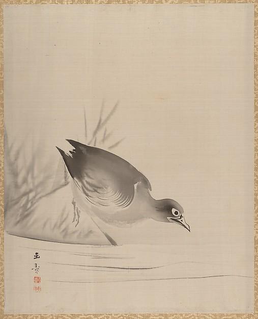 Wikioo.org - The Encyclopedia of Fine Arts - Painting, Artwork by Kawabata Gyokushō - Bird at the Water's Edge
