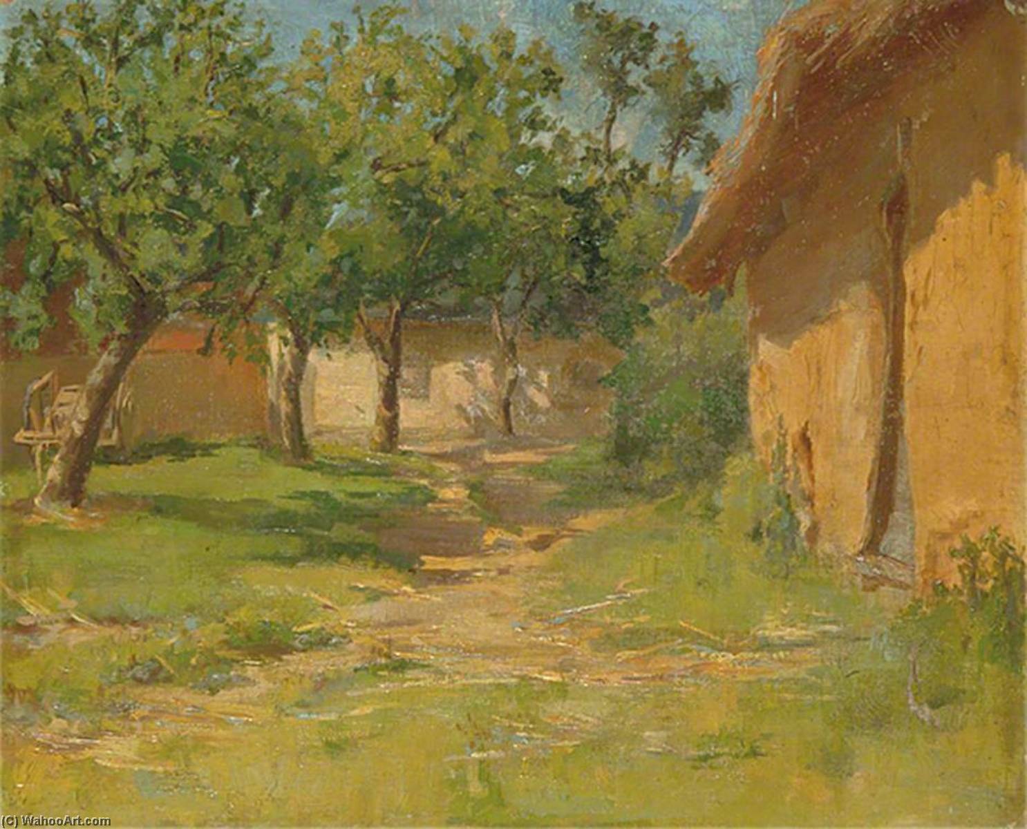 Wikioo.org - The Encyclopedia of Fine Arts - Painting, Artwork by Louis Ginnett - Four Trees and a Building