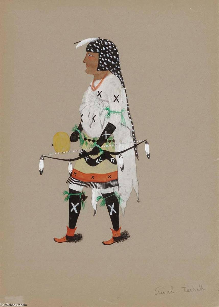 Wikioo.org - The Encyclopedia of Fine Arts - Painting, Artwork by Awa Tsireh - Hunting Priest, Buffalo Dance