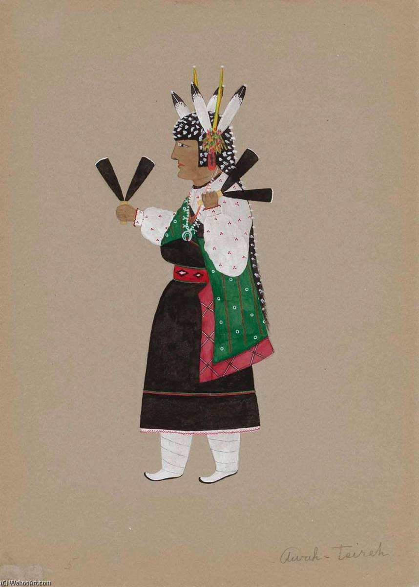 Wikioo.org - The Encyclopedia of Fine Arts - Painting, Artwork by Awa Tsireh - Buffalo Mother, Buffalo Dance