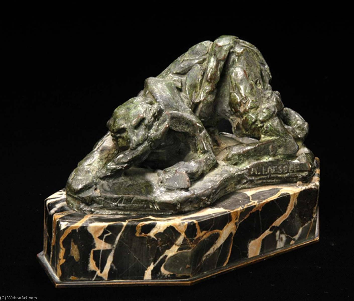 Wikioo.org - สารานุกรมวิจิตรศิลป์ - จิตรกรรม Albert Laessle - Lion with Serpent