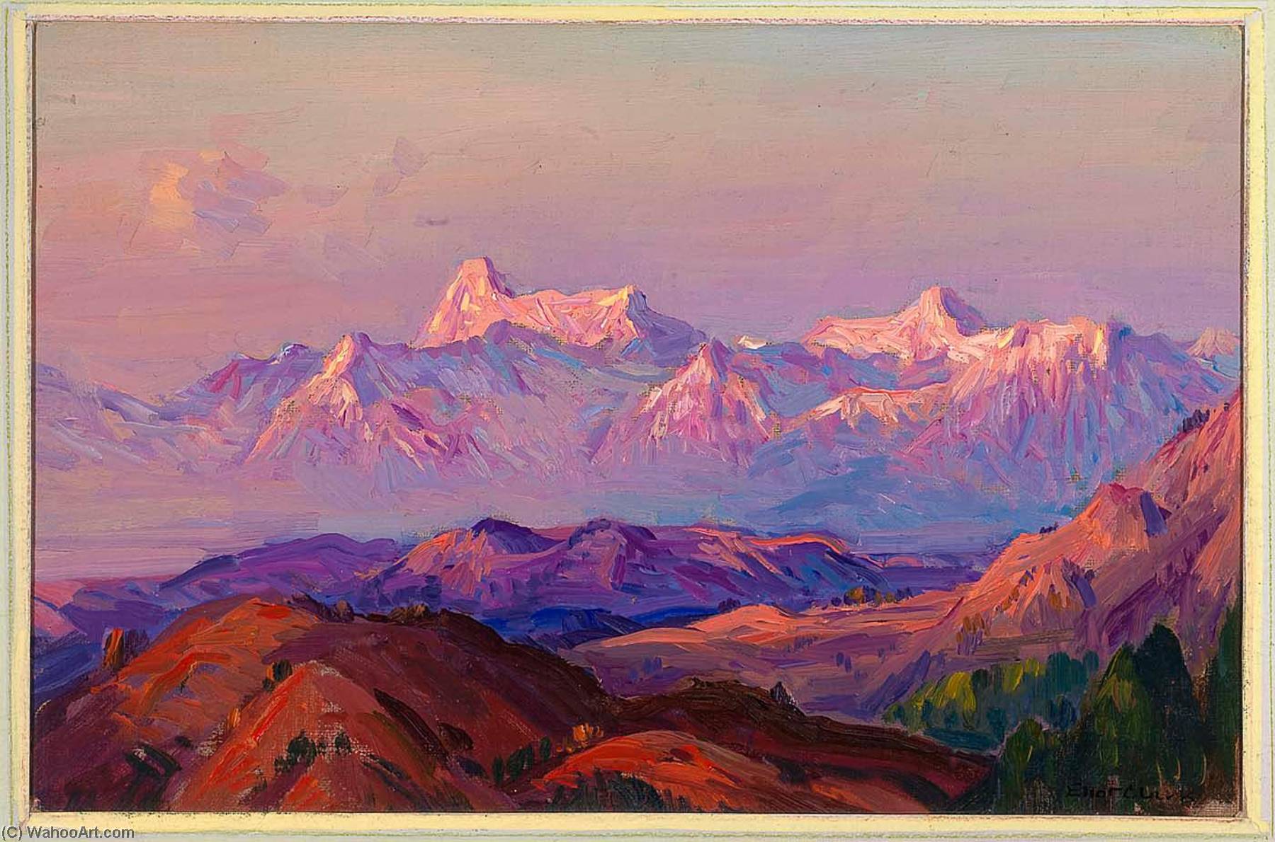 Wikioo.org - The Encyclopedia of Fine Arts - Painting, Artwork by Eliot Clark - Evening Glow, Himalayas