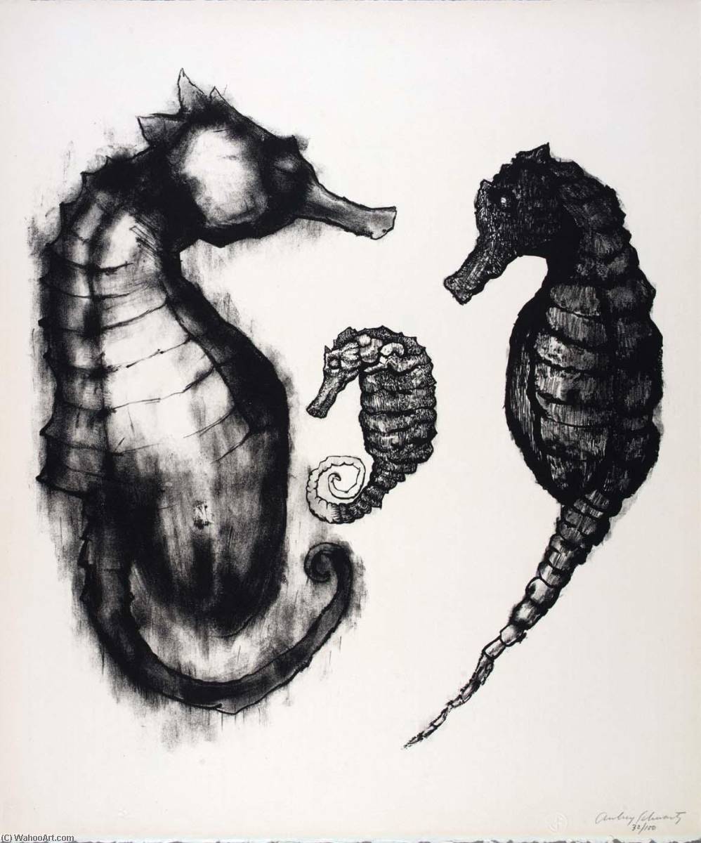 Wikioo.org - The Encyclopedia of Fine Arts - Painting, Artwork by Aubrey Schwartz - (A Bestiary, portfolio) Sea Horses