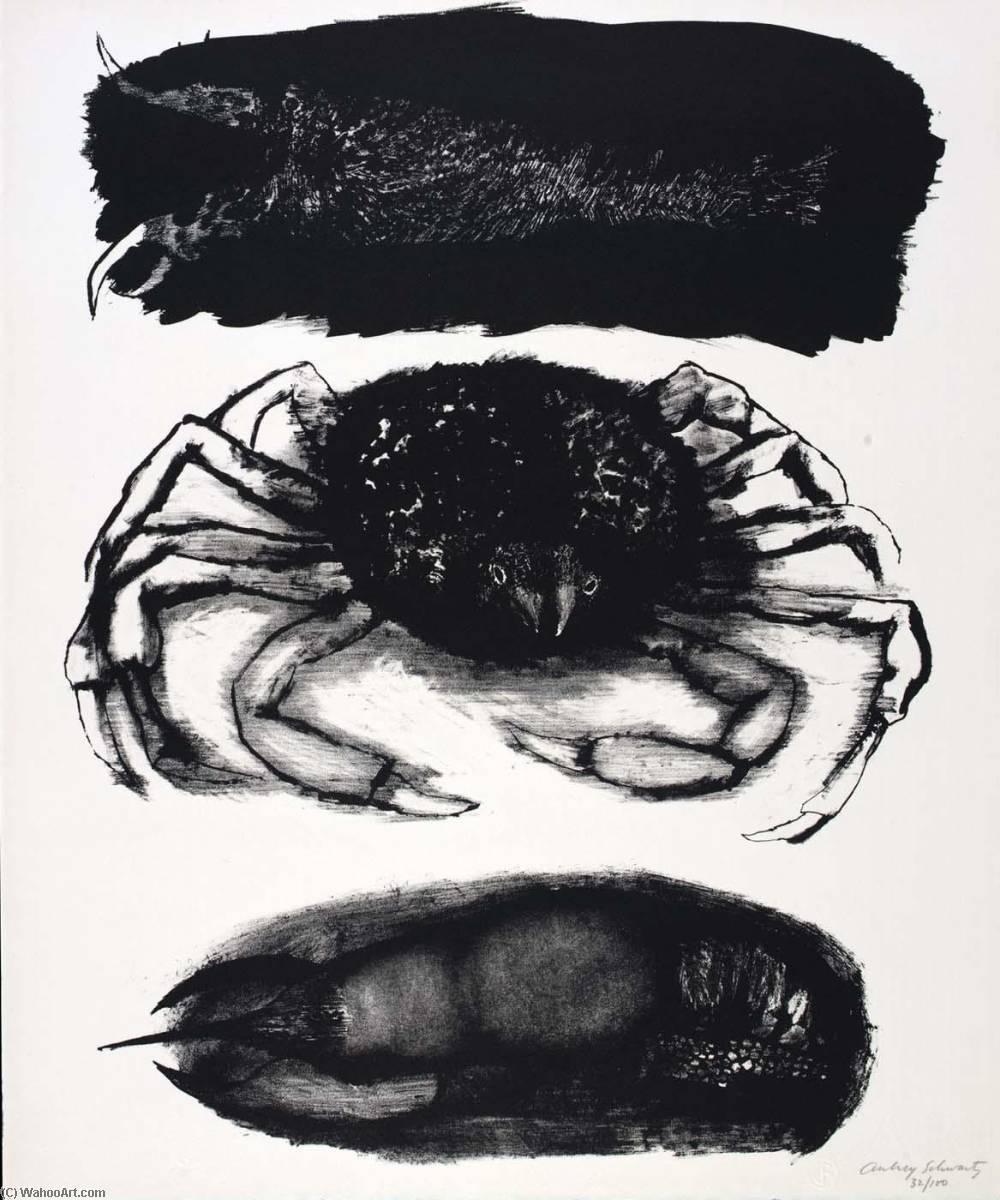 Wikioo.org - The Encyclopedia of Fine Arts - Painting, Artwork by Aubrey Schwartz - (A Bestiary, portfolio) Crab and Crayfish