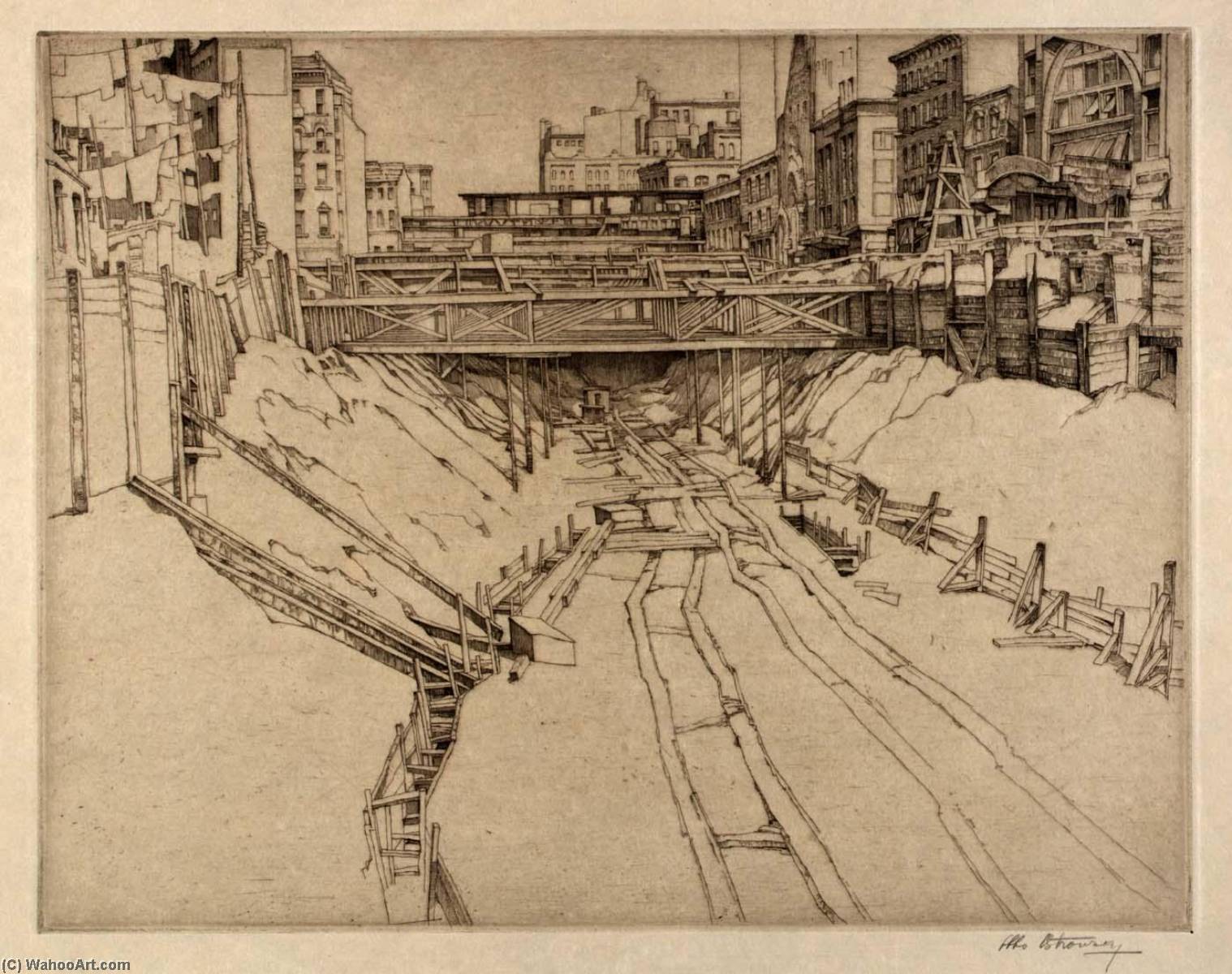 Wikioo.org - The Encyclopedia of Fine Arts - Painting, Artwork by Abbo Ostrowsky - Manhattan Subway Excavation