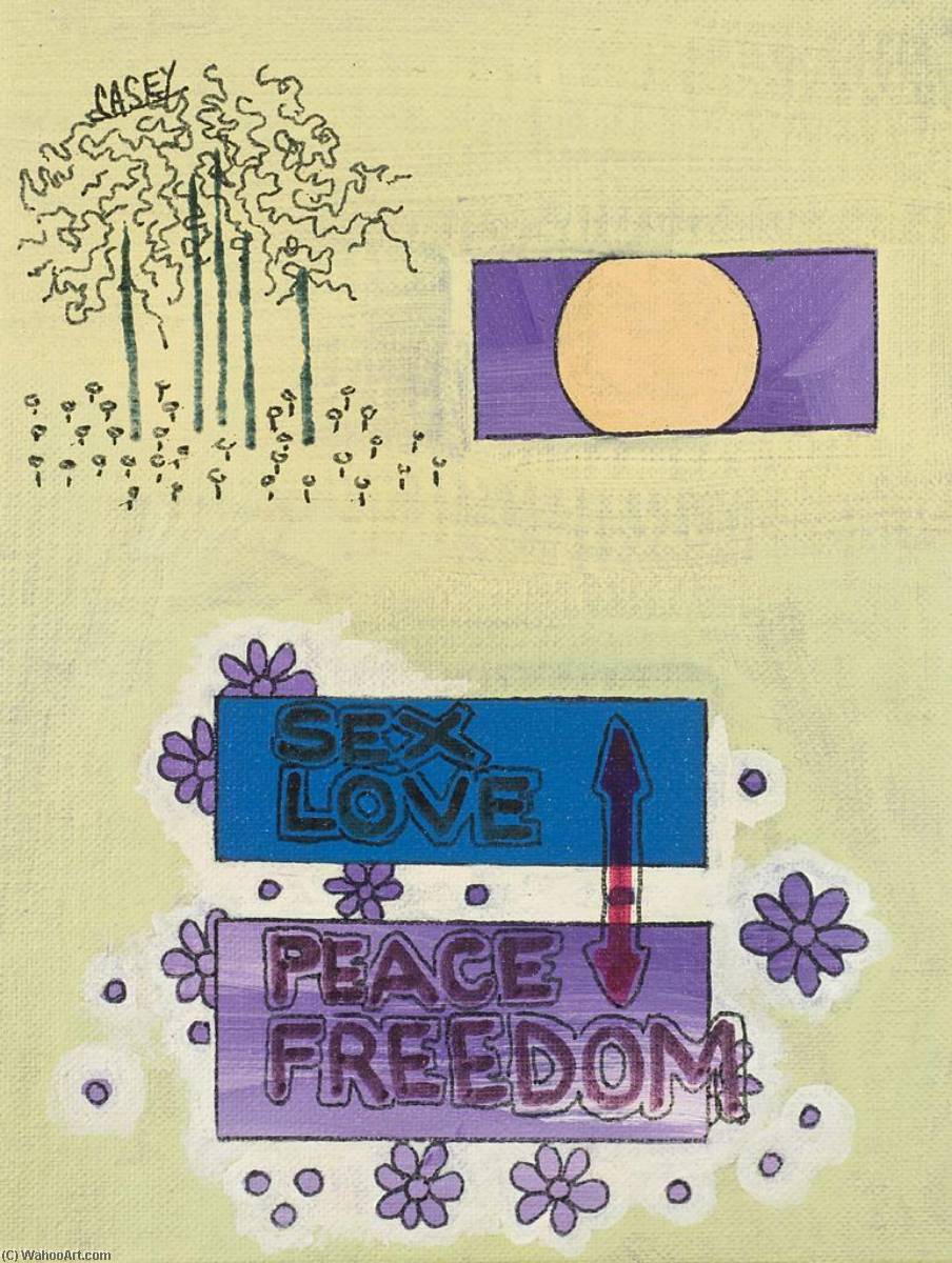 Wikioo.org - The Encyclopedia of Fine Arts - Painting, Artwork by Bernie Casey - Sex And Love, Peace And Freedom