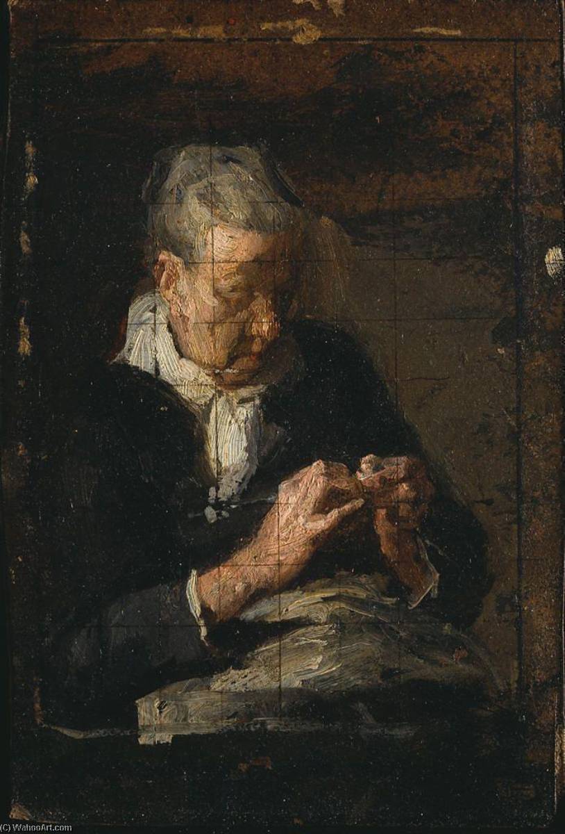 Wikioo.org - The Encyclopedia of Fine Arts - Painting, Artwork by Thomas Eakins - Woman Knitting