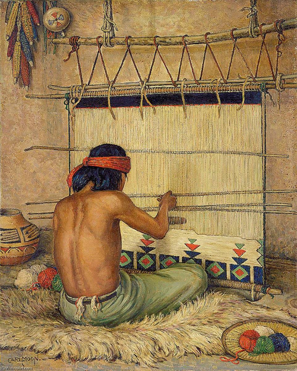 Wikioo.org - The Encyclopedia of Fine Arts - Painting, Artwork by Carl Moon - Hopi Weaver