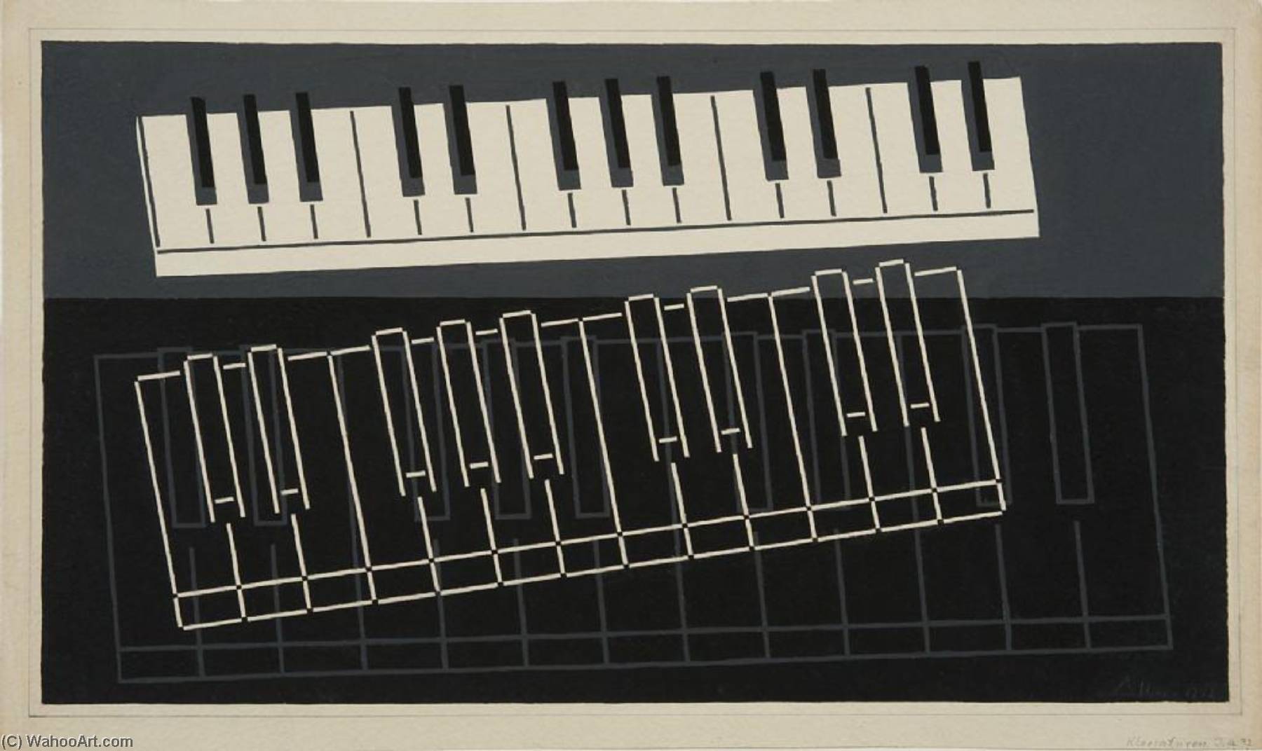 Wikioo.org - Bách khoa toàn thư về mỹ thuật - Vẽ tranh, Tác phẩm nghệ thuật Josef Albers - Final Study for Piano Keys