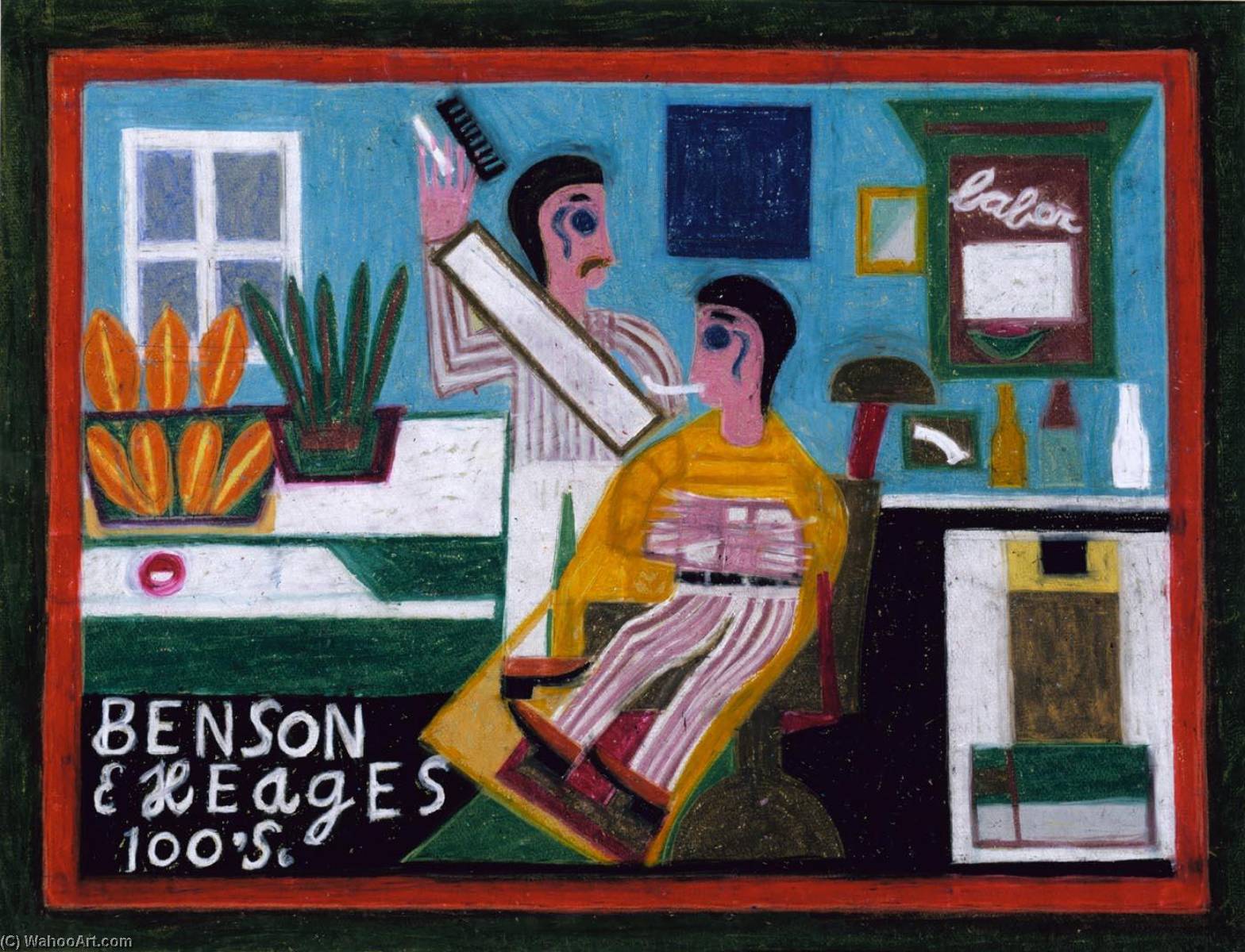Wikioo.org - The Encyclopedia of Fine Arts - Painting, Artwork by Eddie Arning - Benson and Hedges in a Barbershop