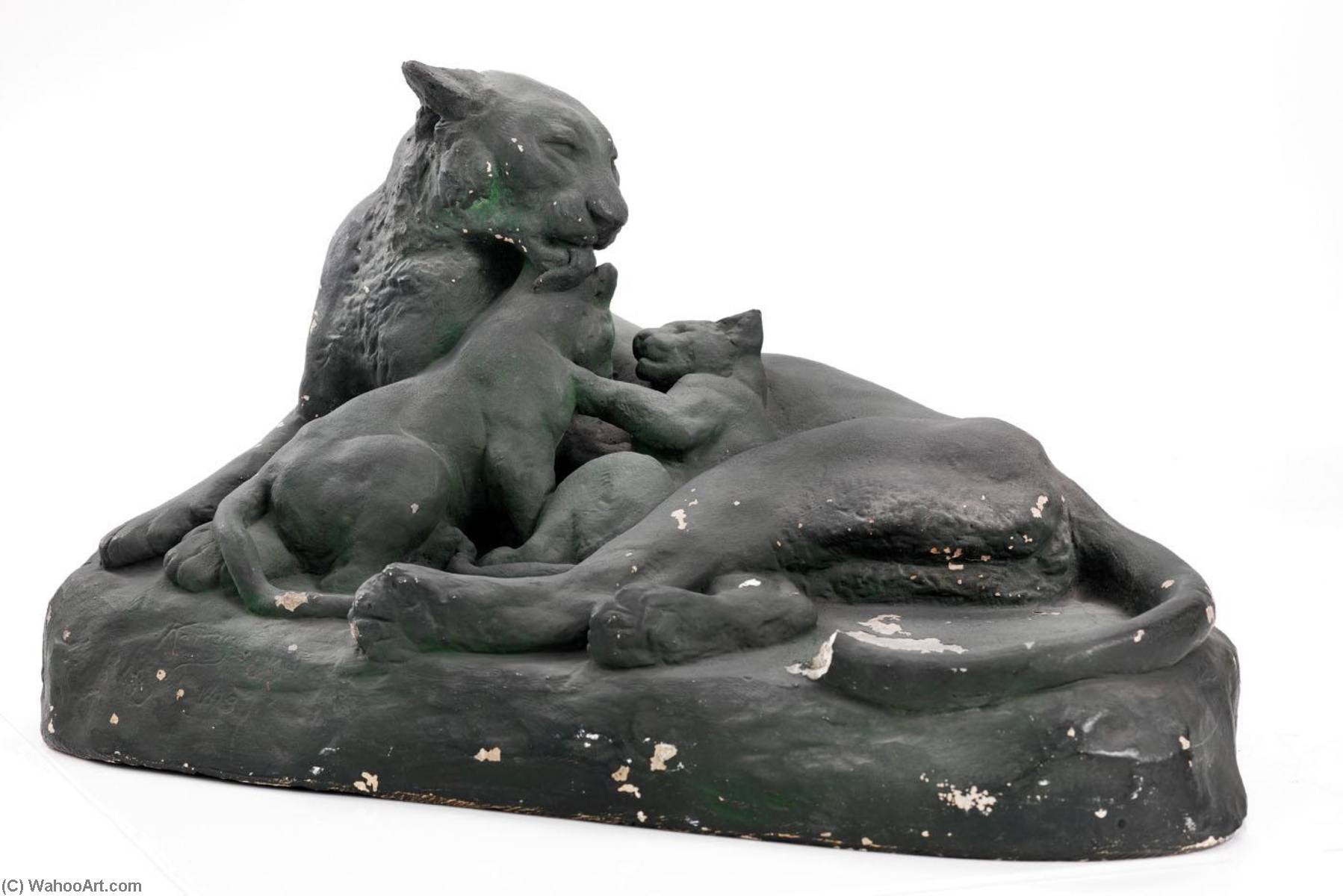 WikiOO.org - Encyclopedia of Fine Arts - Lukisan, Artwork Edward Kemeys - American Panther and Cubs