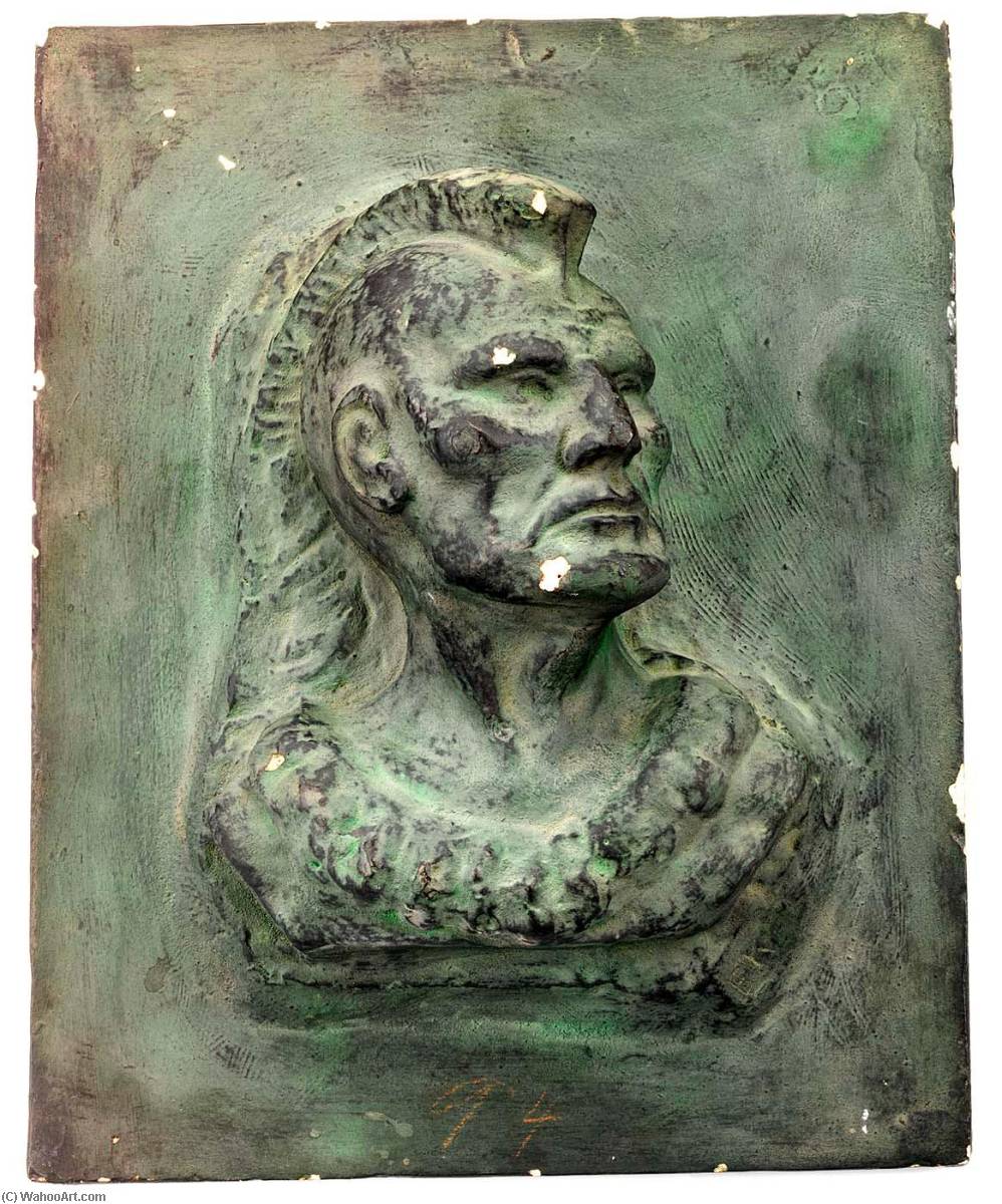 WikiOO.org - Encyclopedia of Fine Arts - Lukisan, Artwork Edward Kemeys - Head of Osage Indian