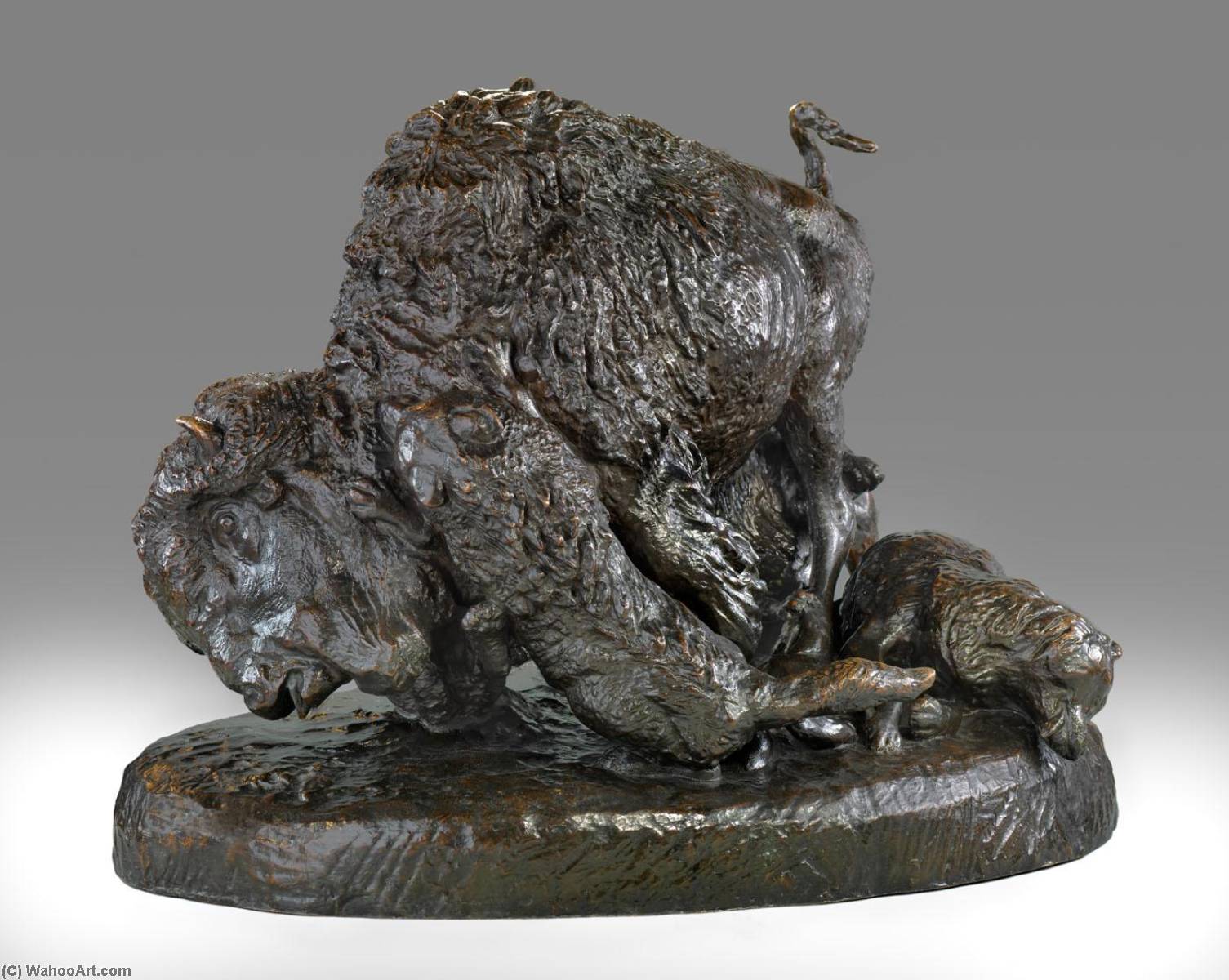 WikiOO.org - Encyclopedia of Fine Arts - Maalaus, taideteos Edward Kemeys - Buffalo and Wolves