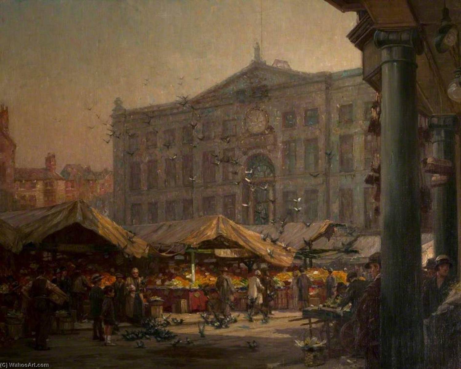 Wikioo.org - The Encyclopedia of Fine Arts - Painting, Artwork by Arthur Spooner - Nottingham Old Market Place