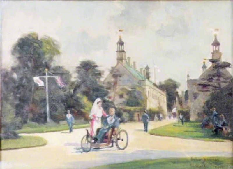 Wikioo.org - The Encyclopedia of Fine Arts - Painting, Artwork by Arthur Spooner - Scene of the Gatehouse at Welbeck Abbey, Nottinghamshire