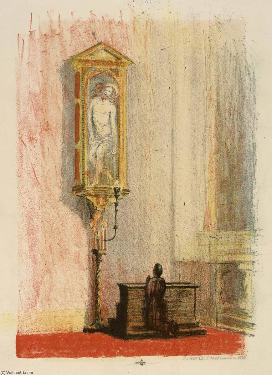 WikiOO.org - Enciclopedia of Fine Arts - Pictura, lucrări de artă Esther Blaikie Mackinnon - Figure Praying before Shrine of Christ