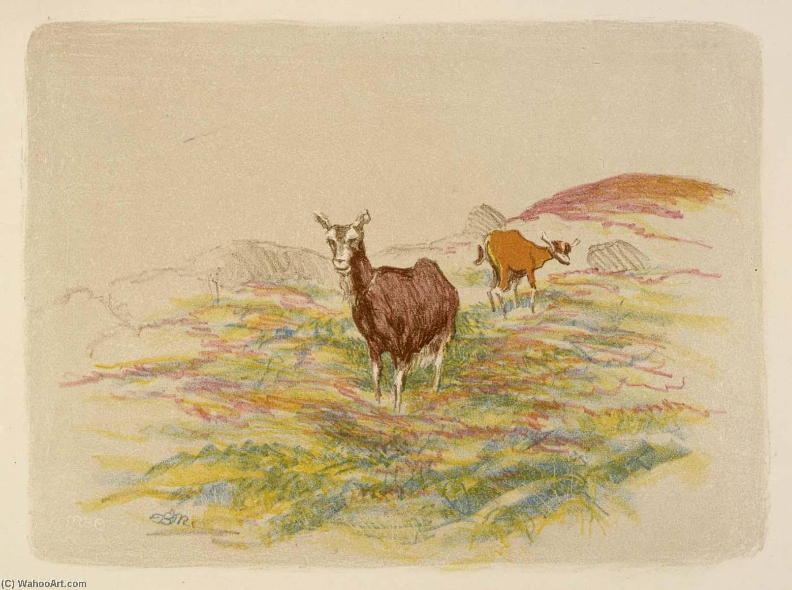 WikiOO.org - Encyclopedia of Fine Arts - Lukisan, Artwork Esther Blaikie Mackinnon - Goats in a Field