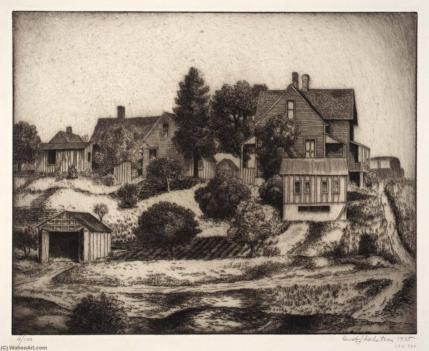 WikiOO.org - Enciclopedia of Fine Arts - Pictura, lucrări de artă Gustaf Oscar Dalström - Houses on a Hill