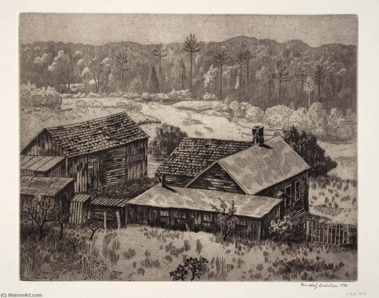 WikiOO.org - Encyclopedia of Fine Arts - Maľba, Artwork Gustaf Oscar Dalström - Abandoned Farm