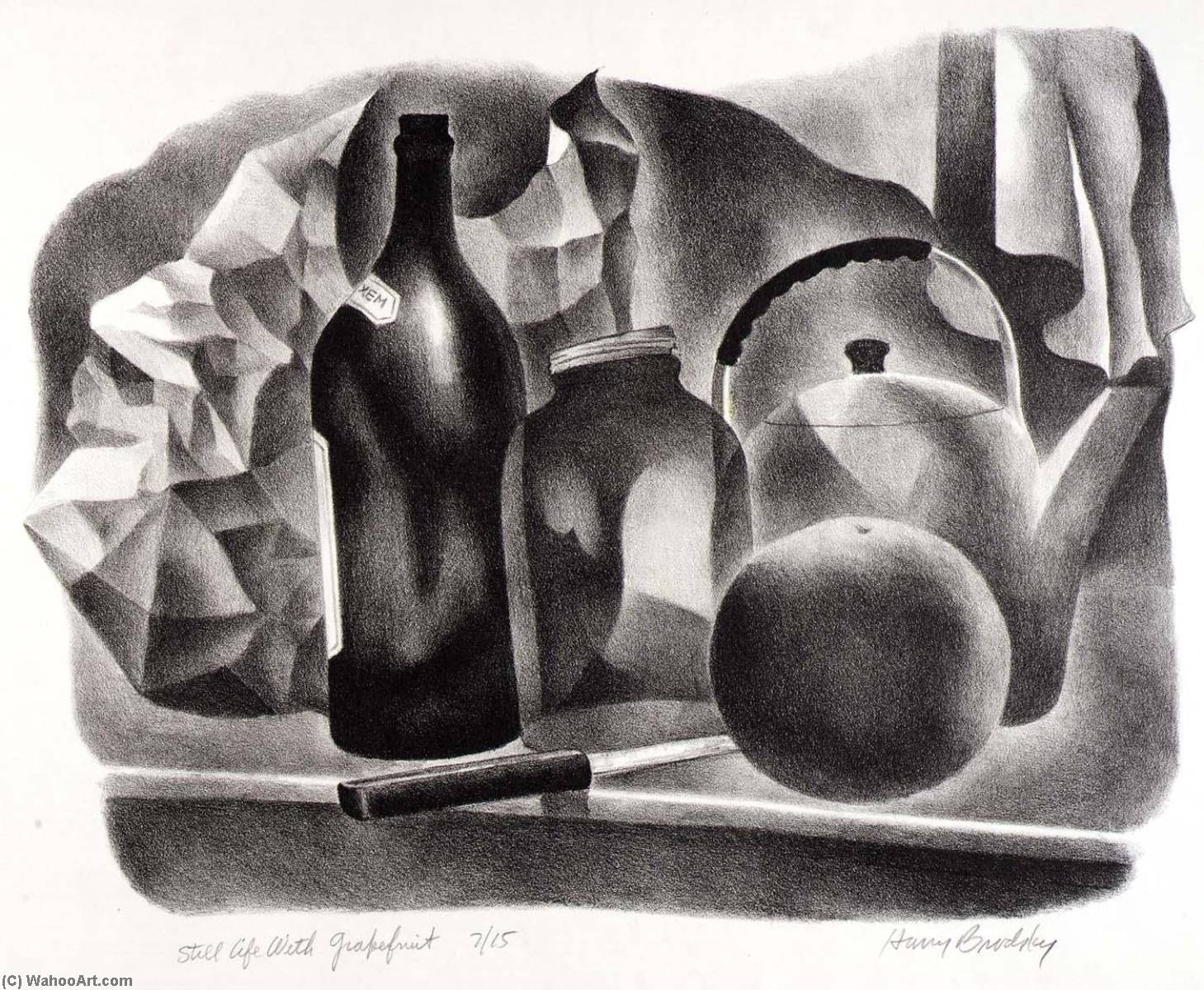 WikiOO.org - Encyclopedia of Fine Arts - Lukisan, Artwork Harry Brodsky - Still Life with Grapefruit