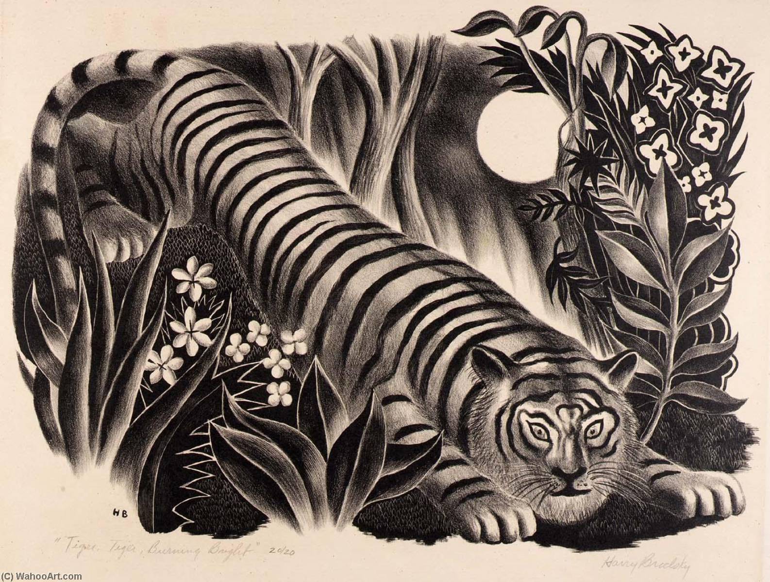 Wikioo.org - The Encyclopedia of Fine Arts - Painting, Artwork by Harry Brodsky - Tiger, Tiger Burning Bright