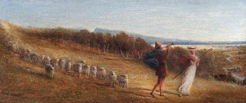 Wikioo.org - The Encyclopedia of Fine Arts - Painting, Artwork by James Smetham - ‘Piping down the valleys wild’