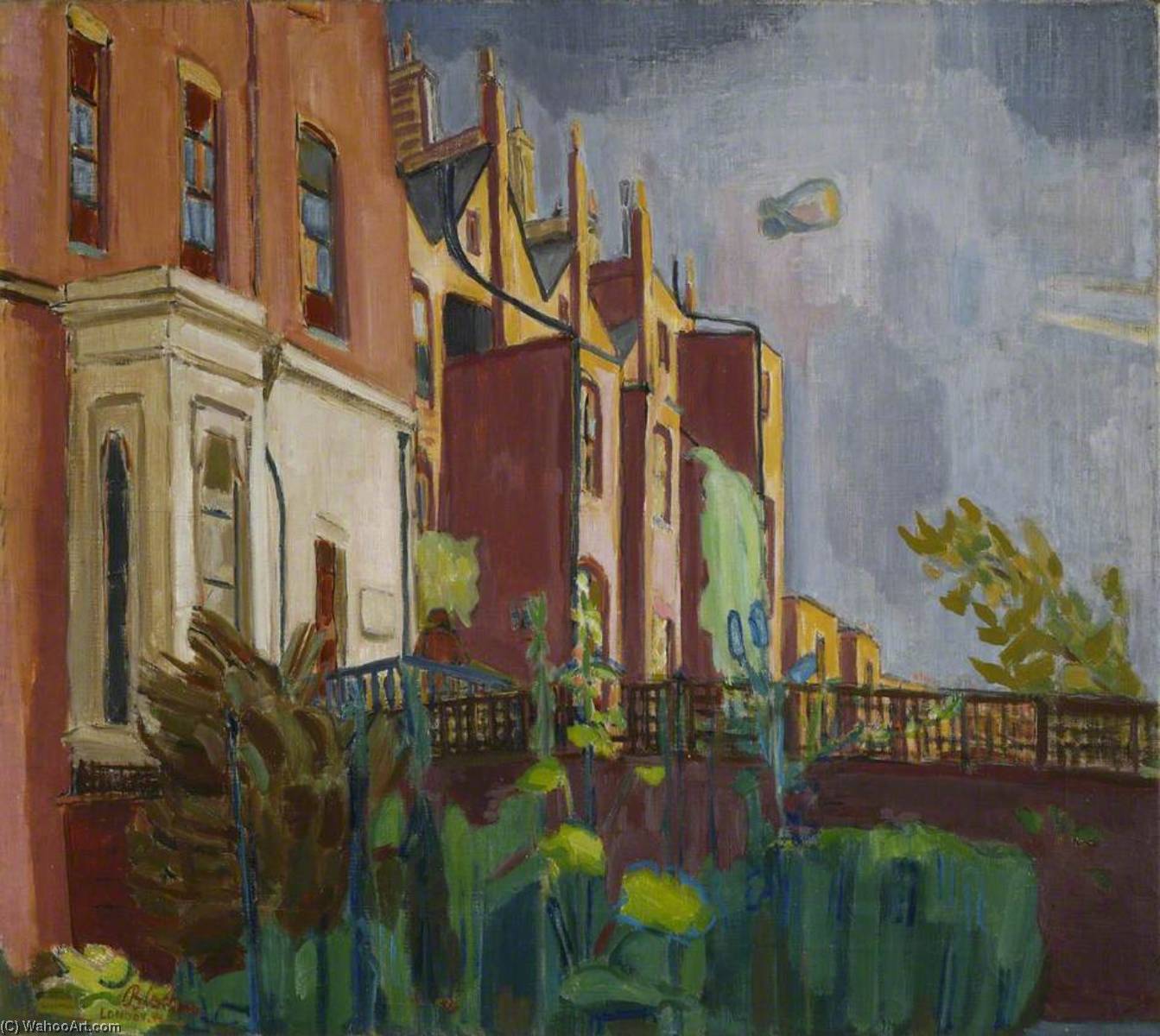 Wikioo.org - The Encyclopedia of Fine Arts - Painting, Artwork by Martin Bloch - Backs of Houses, Campden Hill Road