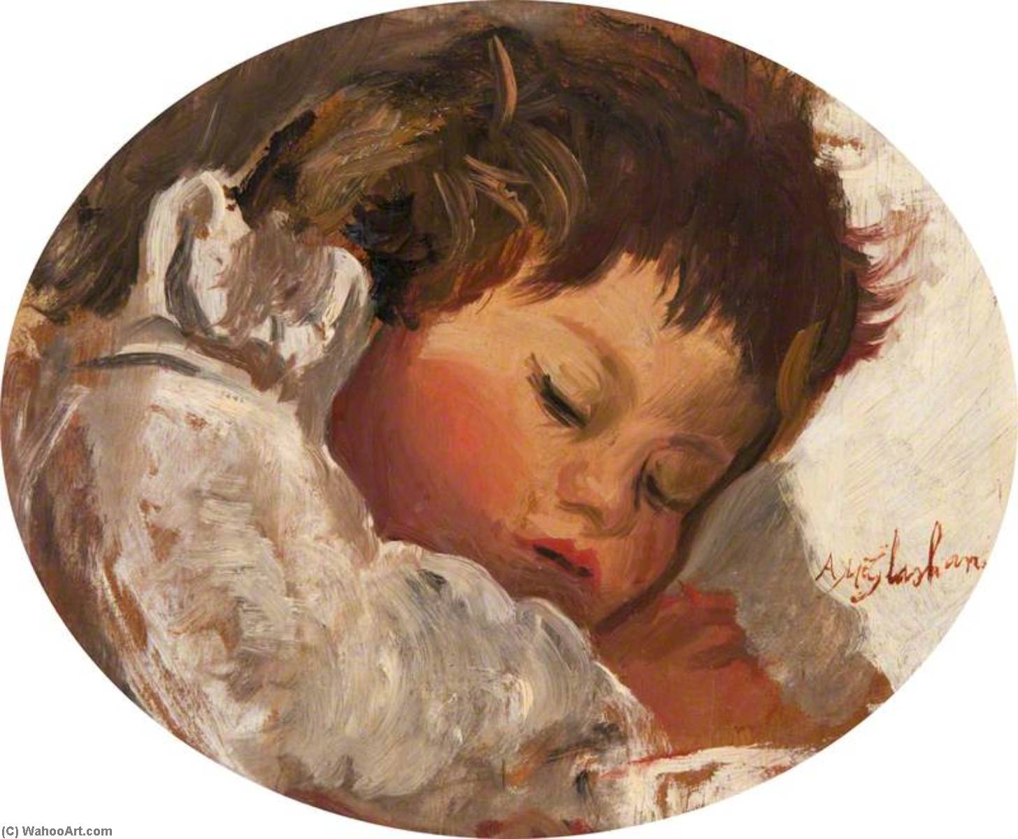 Wikioo.org - The Encyclopedia of Fine Arts - Painting, Artwork by Archibald A Mcglashan - Baby's Head