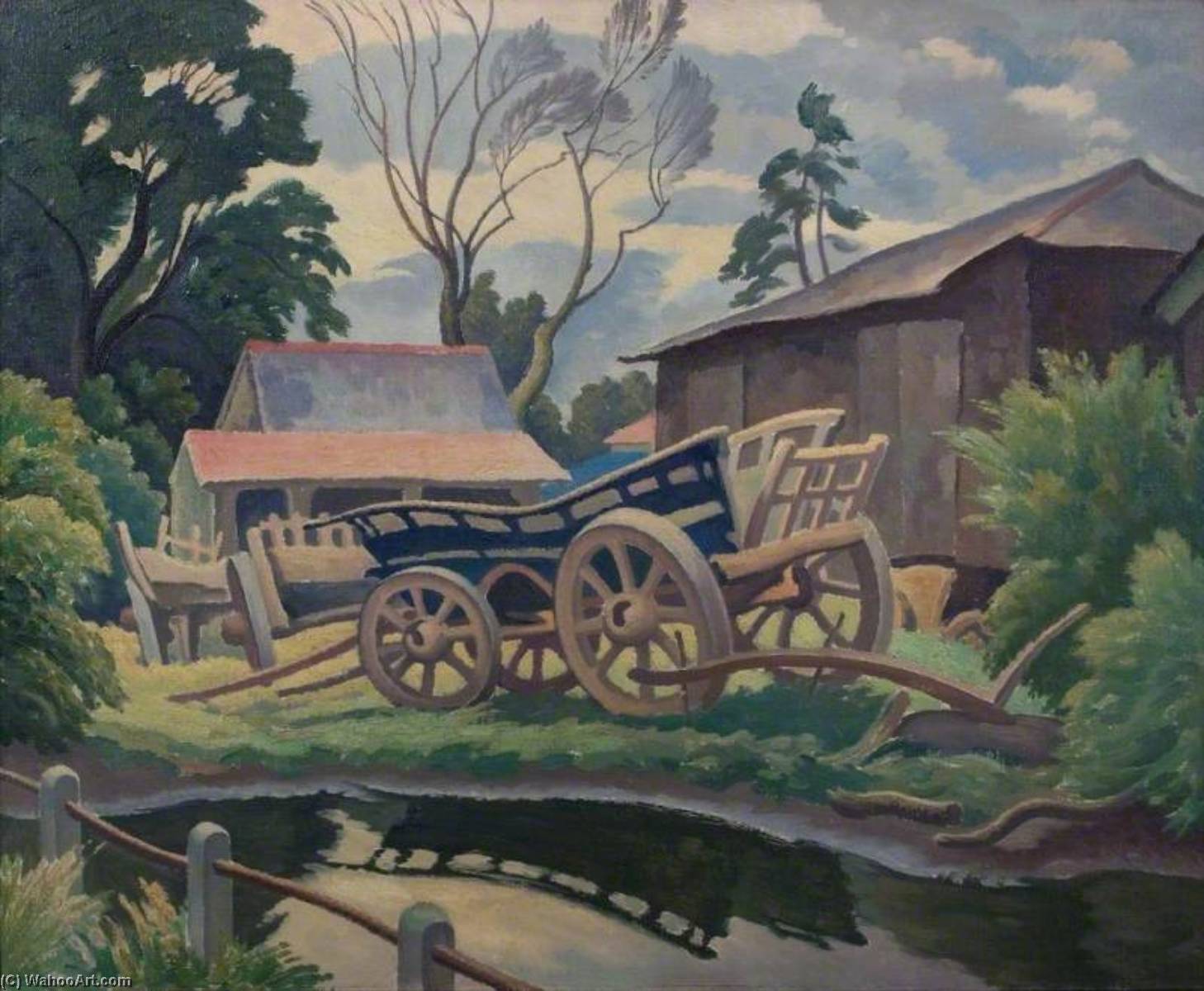 Wikioo.org - The Encyclopedia of Fine Arts - Painting, Artwork by Ethelbert White - The Blue Waggon, Waltham le Willows, Suffolk