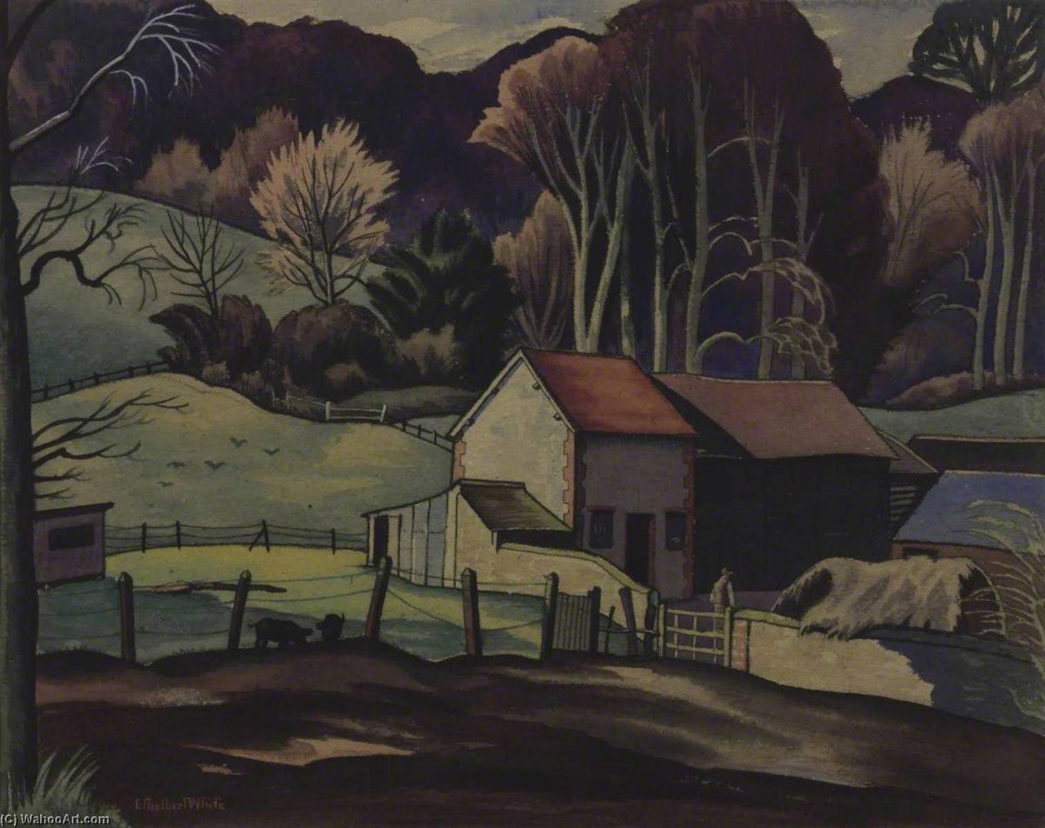 Wikioo.org - The Encyclopedia of Fine Arts - Painting, Artwork by Ethelbert White - Under the Hills