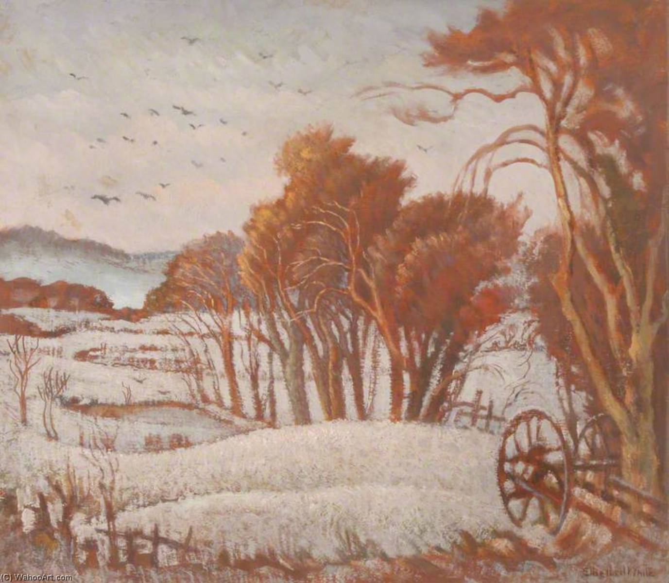 Wikioo.org - The Encyclopedia of Fine Arts - Painting, Artwork by Ethelbert White - Landscape in Snow
