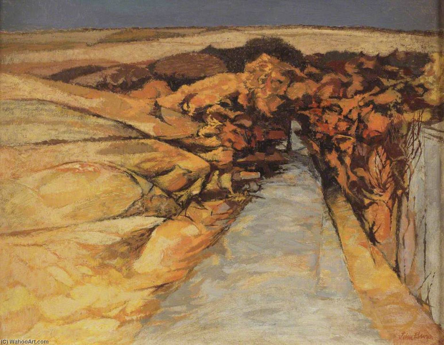 Wikioo.org - สารานุกรมวิจิตรศิลป์ - จิตรกรรม John Elwyn - A Cardiganshire Landscape 1