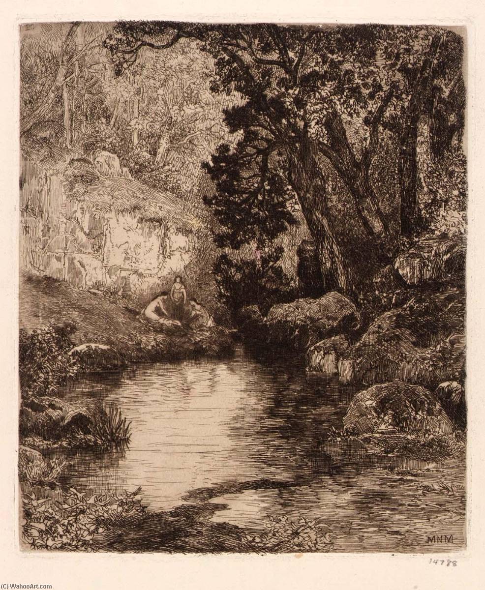 Wikioo.org - Bách khoa toàn thư về mỹ thuật - Vẽ tranh, Tác phẩm nghệ thuật Mary Nimmo Moran - (Three Maidens at the River)