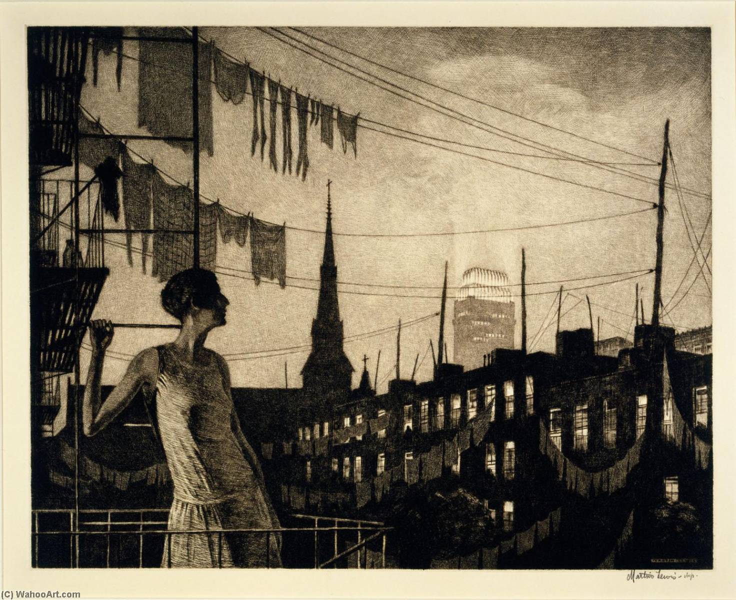 Wikioo.org - The Encyclopedia of Fine Arts - Painting, Artwork by Martin Lewis - Glow of the City
