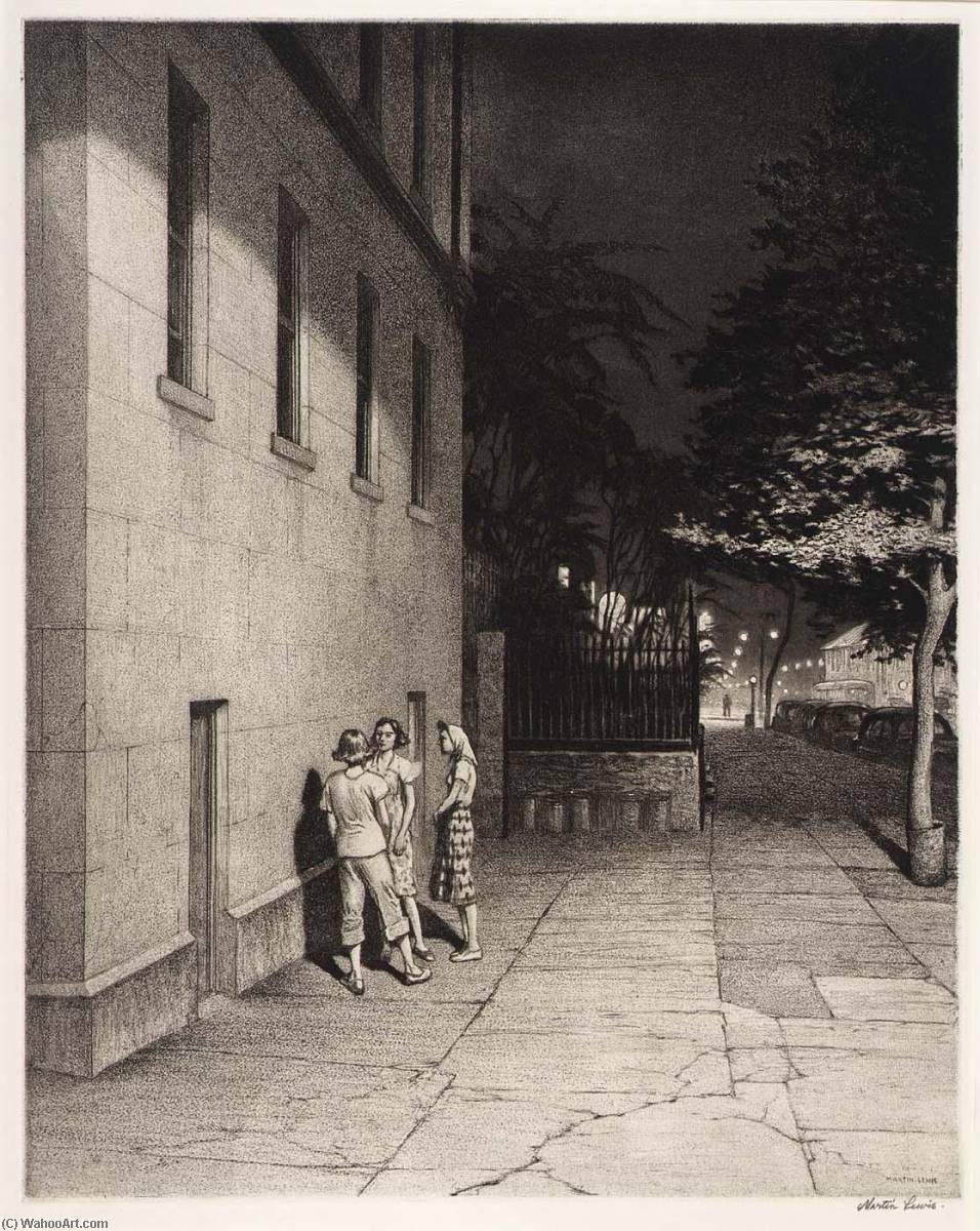 Wikioo.org - The Encyclopedia of Fine Arts - Painting, Artwork by Martin Lewis - At the Wall