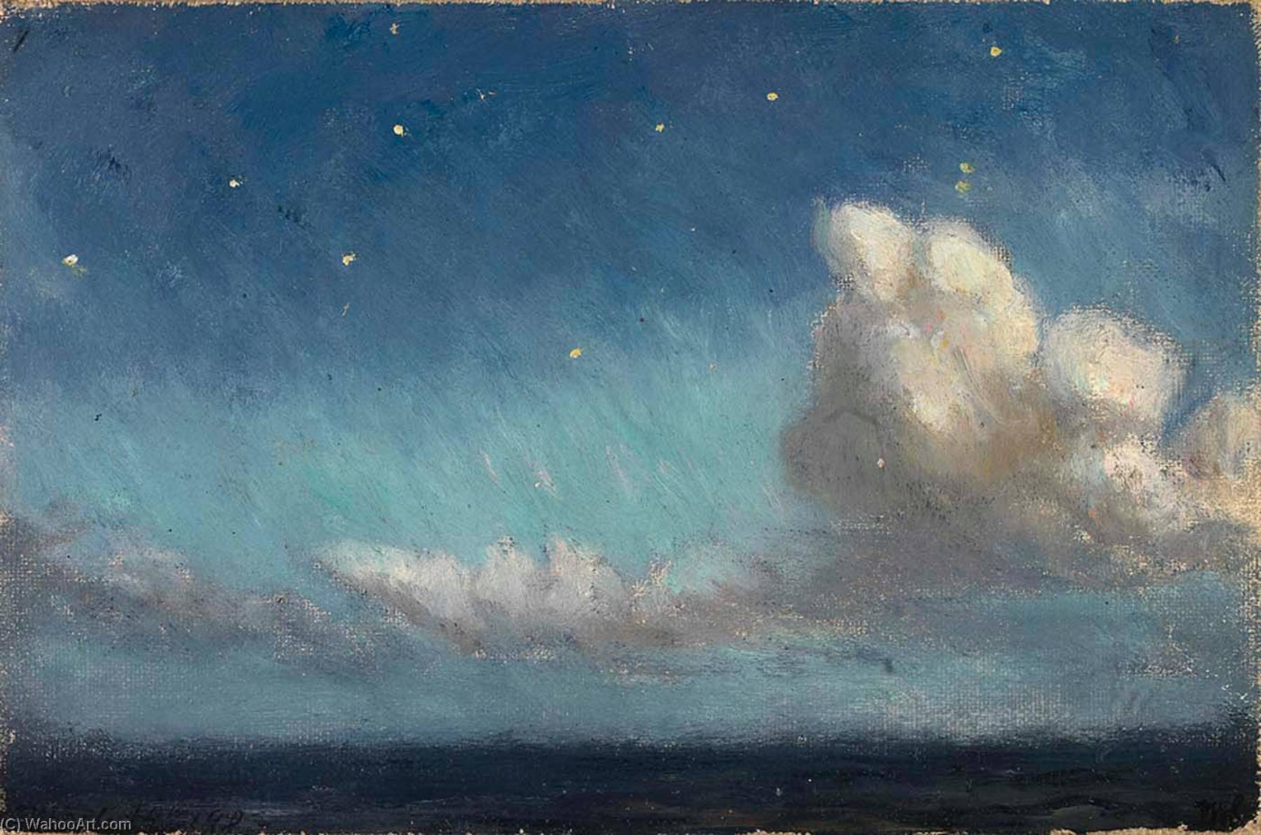 Wikioo.org - The Encyclopedia of Fine Arts - Painting, Artwork by Frank Wilbert Stokes - Moonlight, Starlight, Atlantic Ocean
