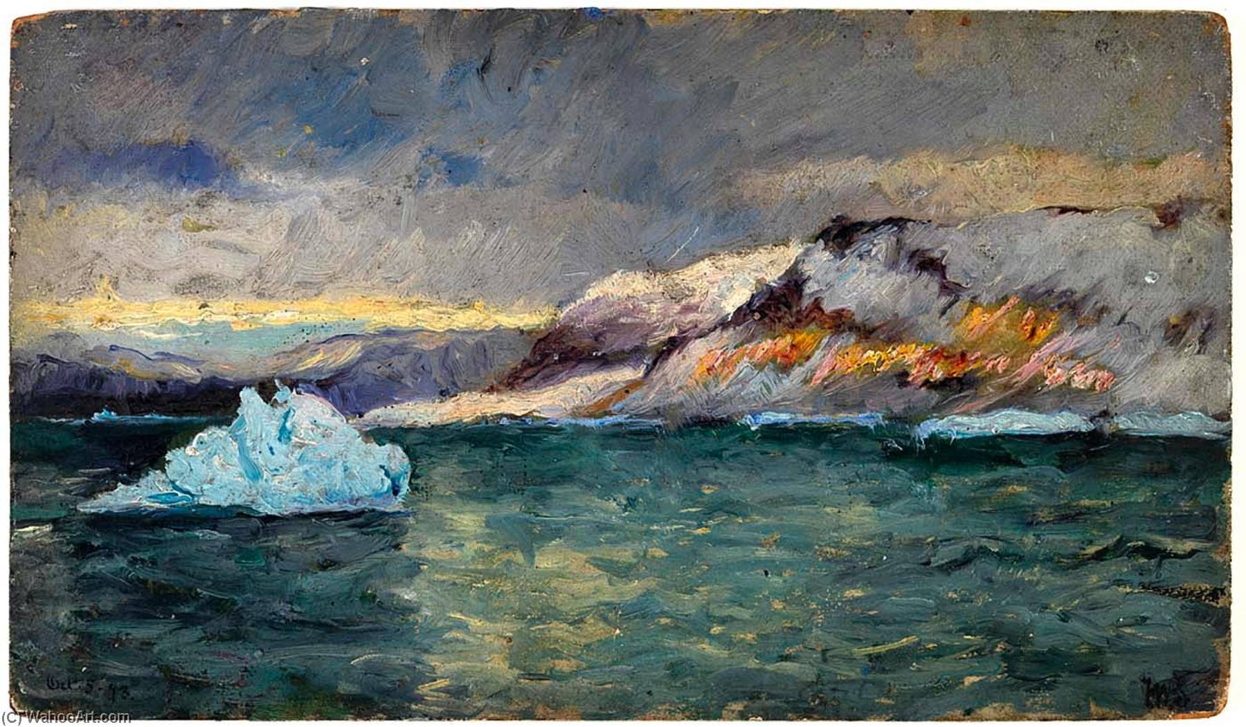 Wikioo.org - The Encyclopedia of Fine Arts - Painting, Artwork by Frank Wilbert Stokes - Sunrise Glow on the Cliffs, Bowdoin Bay