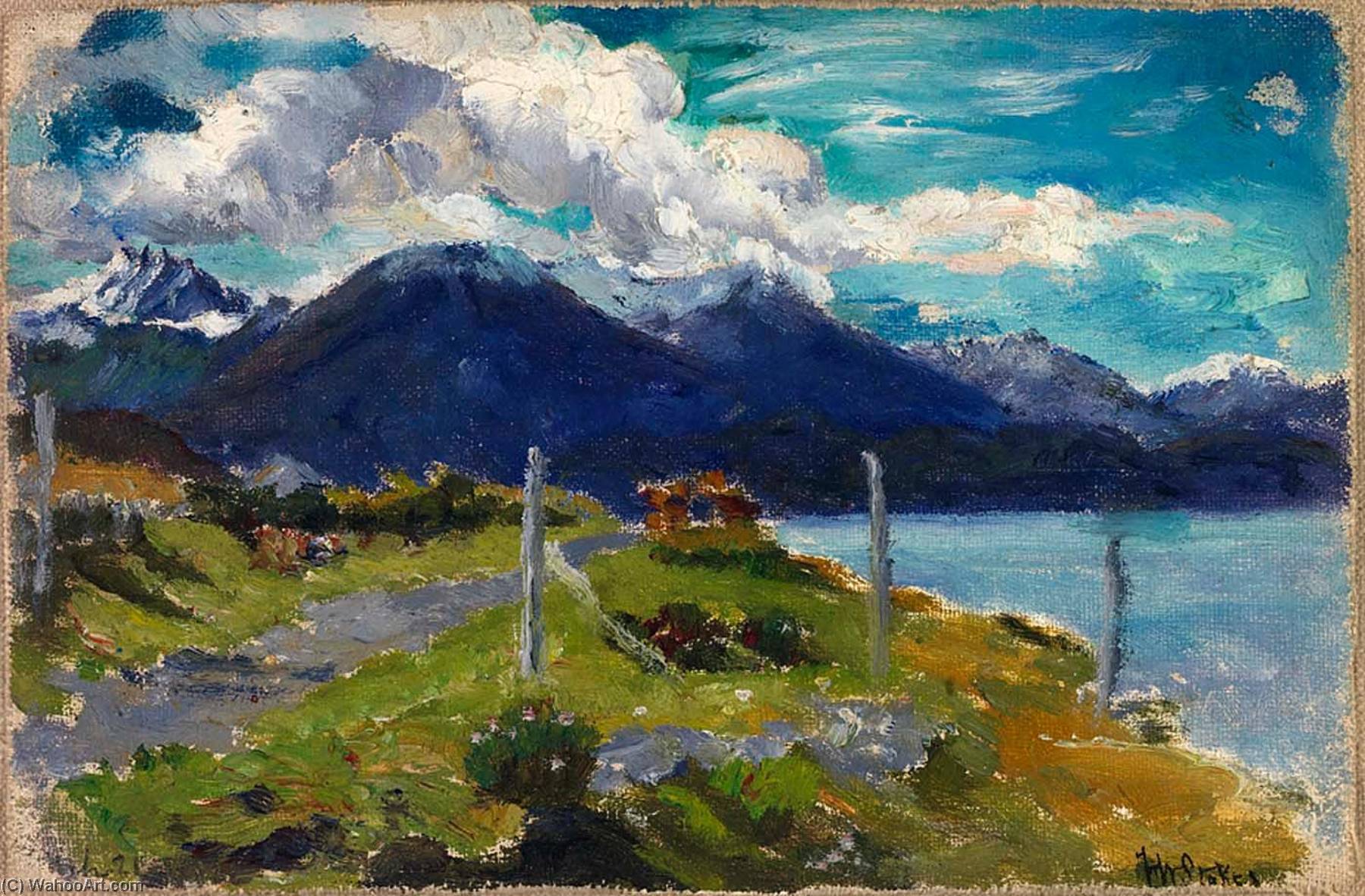 Wikioo.org - The Encyclopedia of Fine Arts - Painting, Artwork by Frank Wilbert Stokes - Mount Olivia and Five Brothers, Beagle Channel, Harbor of Ushuaia