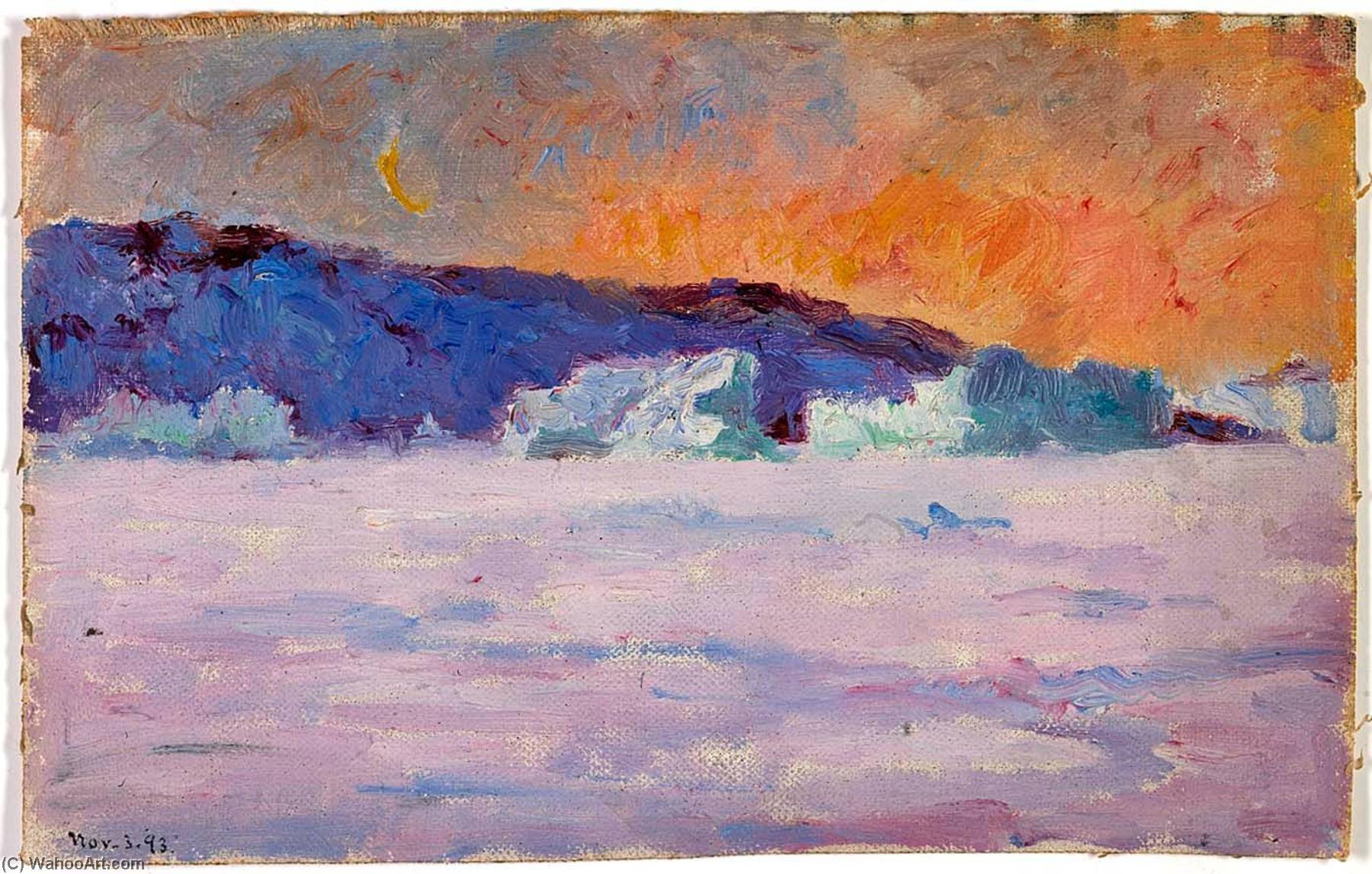Wikioo.org - The Encyclopedia of Fine Arts - Painting, Artwork by Frank Wilbert Stokes - 3 00 p.m. Sunset at Head of Bowdoin Bay