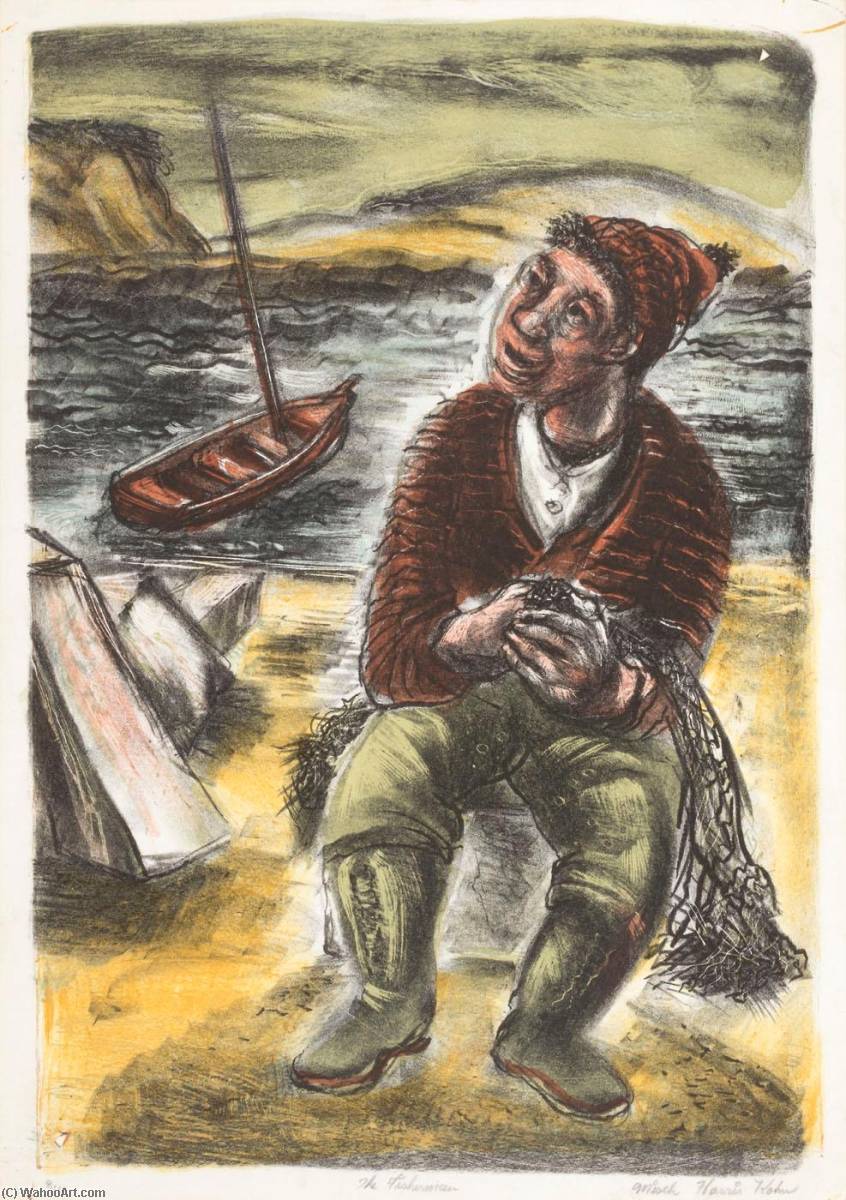 Wikioo.org – La Enciclopedia de las Bellas Artes - Pintura, Obras de arte de Misch Kohn - el pescador