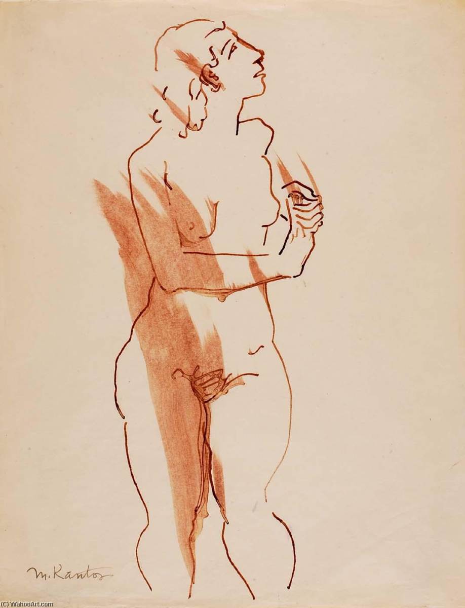 Wikioo.org – L'Enciclopedia delle Belle Arti - Pittura, Opere di Morris Kantor - senza titolo in piedi  Nudo