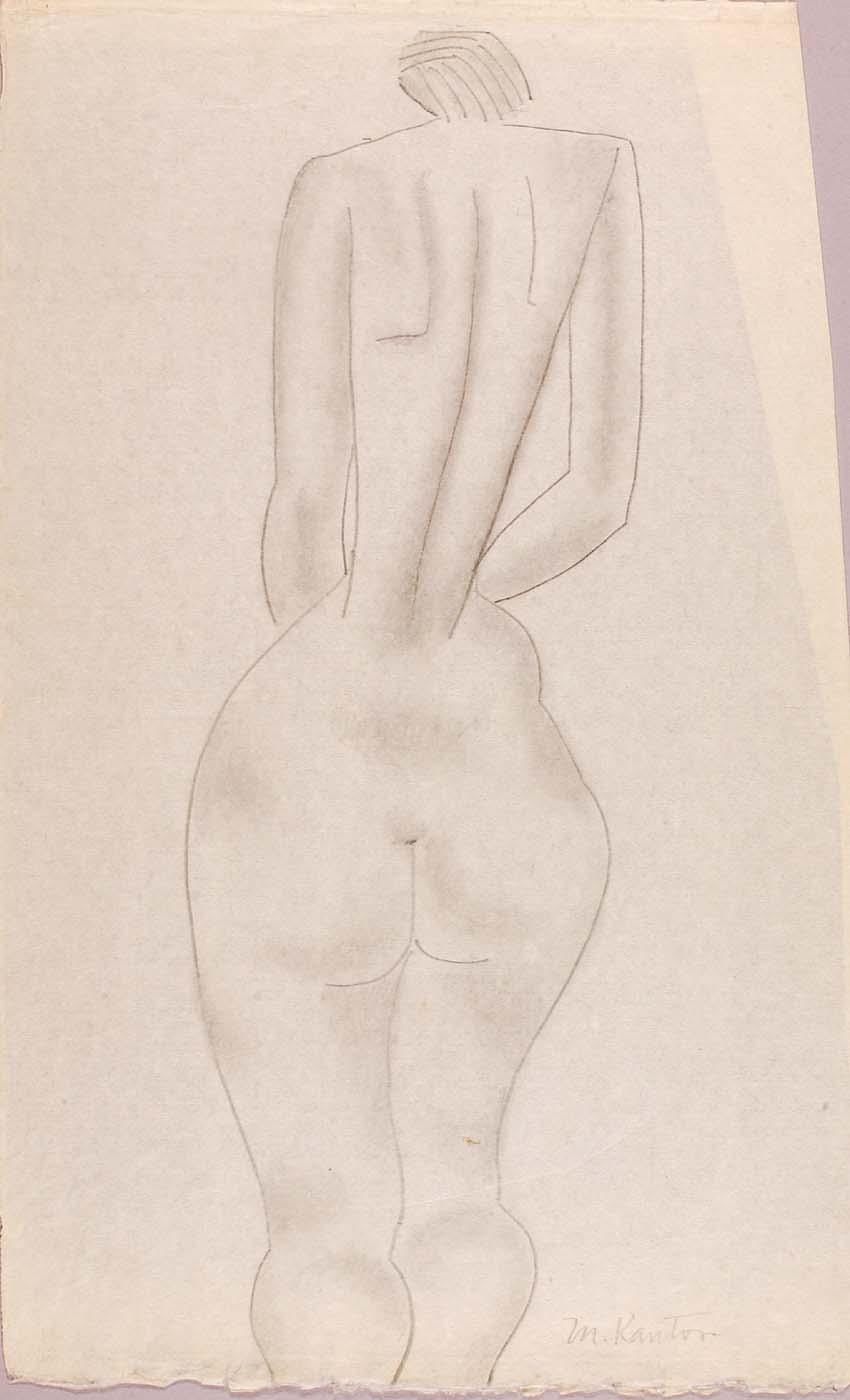 Wikioo.org - Bách khoa toàn thư về mỹ thuật - Vẽ tranh, Tác phẩm nghệ thuật Morris Kantor - (Untitled Standing Female, Back View, with Shoulder Blades)