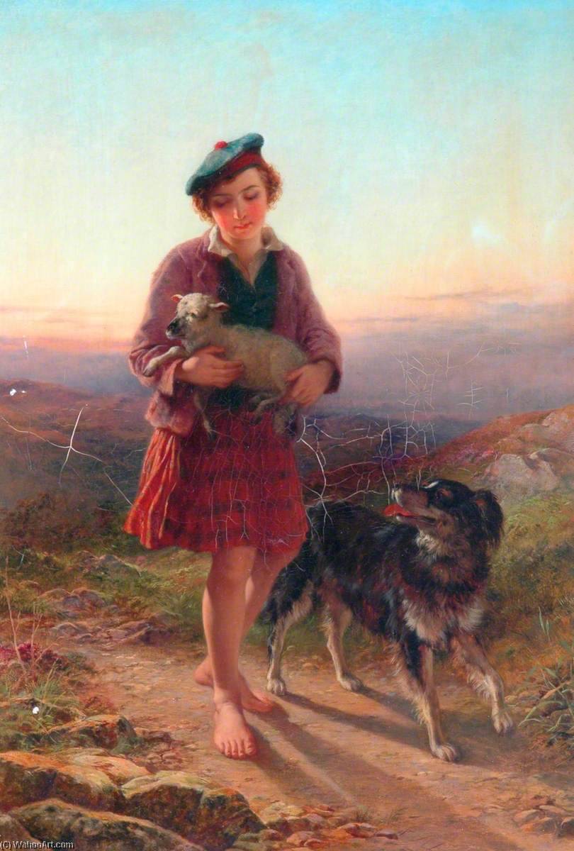 Wikioo.org - The Encyclopedia of Fine Arts - Painting, Artwork by John Adam Houston - The Strayed Lamb