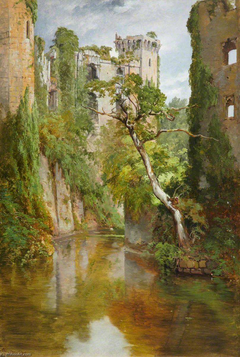 Wikioo.org - The Encyclopedia of Fine Arts - Painting, Artwork by John Adam Houston - Raglan Castle, the Moat