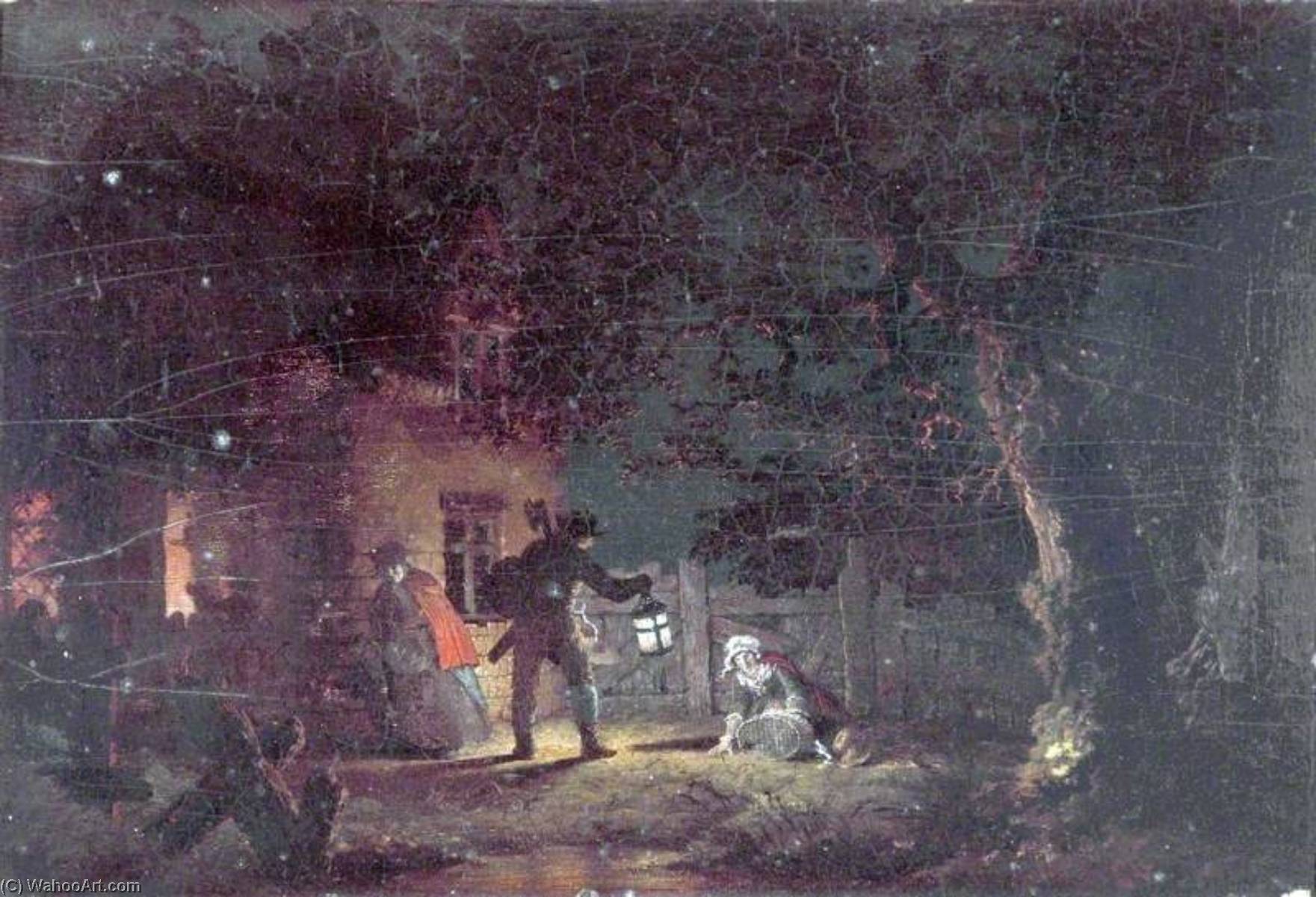 Wikioo.org - The Encyclopedia of Fine Arts - Painting, Artwork by John Cranch - Cottage at Night