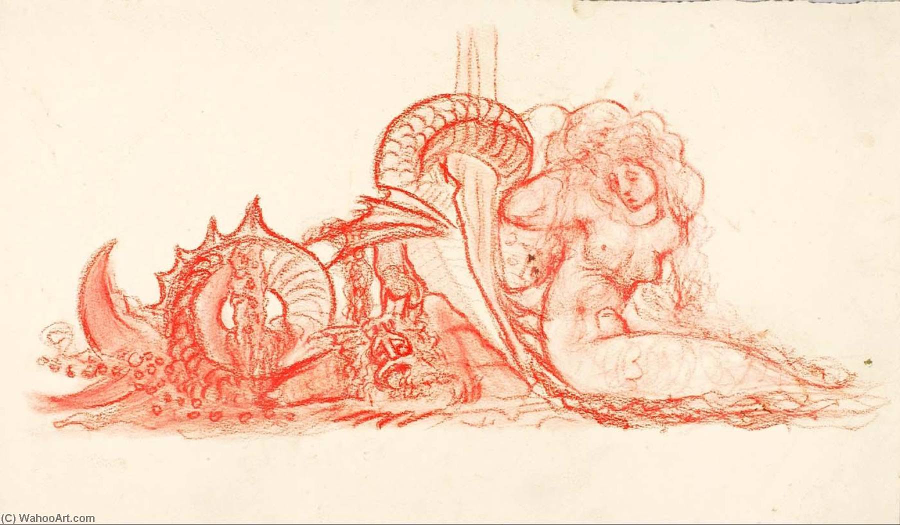 WikiOO.org - Güzel Sanatlar Ansiklopedisi - Resim, Resimler George Grey Barnard - (Untitled Woman and Serpent)