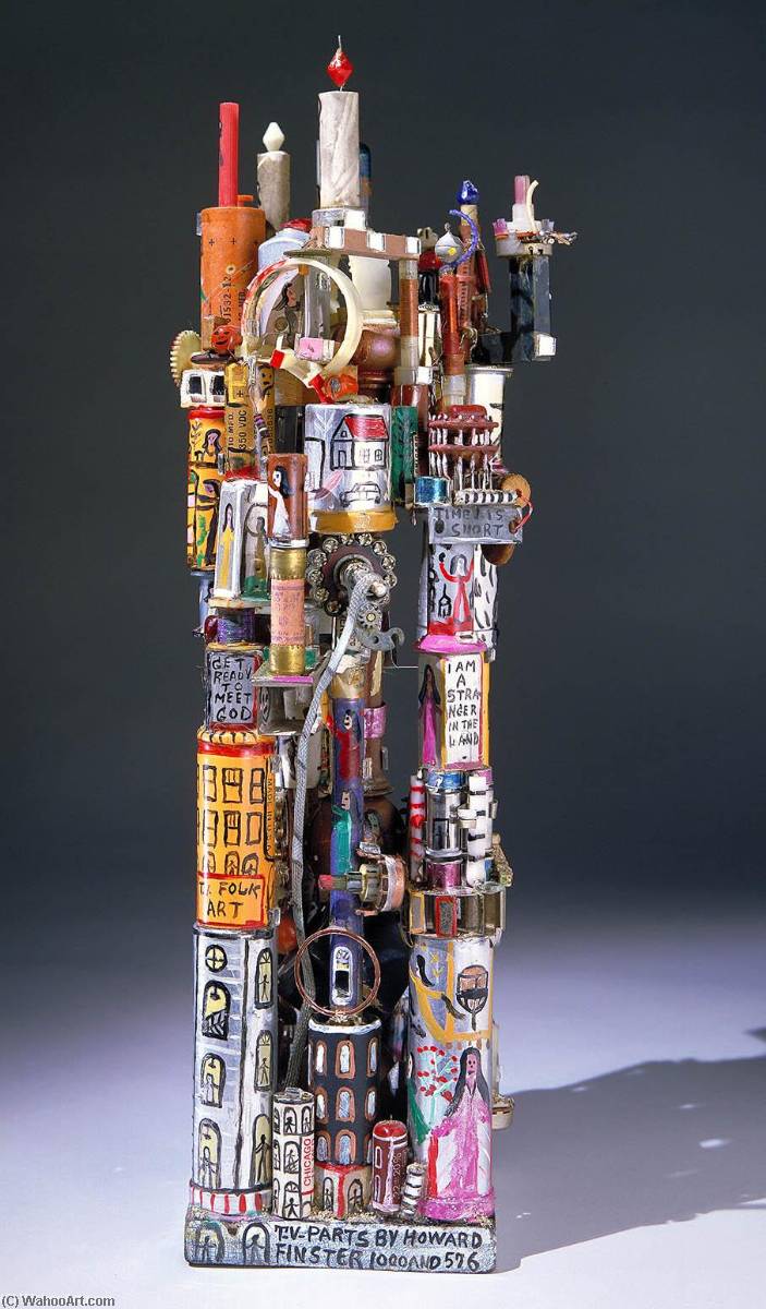 WikiOO.org - 백과 사전 - 회화, 삽화 Howard Finster - THE MODEL OF SUPER POWER PLAINT (FOLK ART MADE FROM OLD T.V. PARTS)