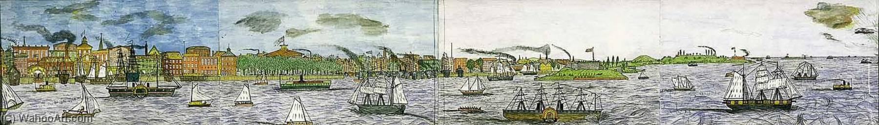 Wikioo.org - The Encyclopedia of Fine Arts - Painting, Artwork by Lawrence W Ladd - New York Harbor Panorama