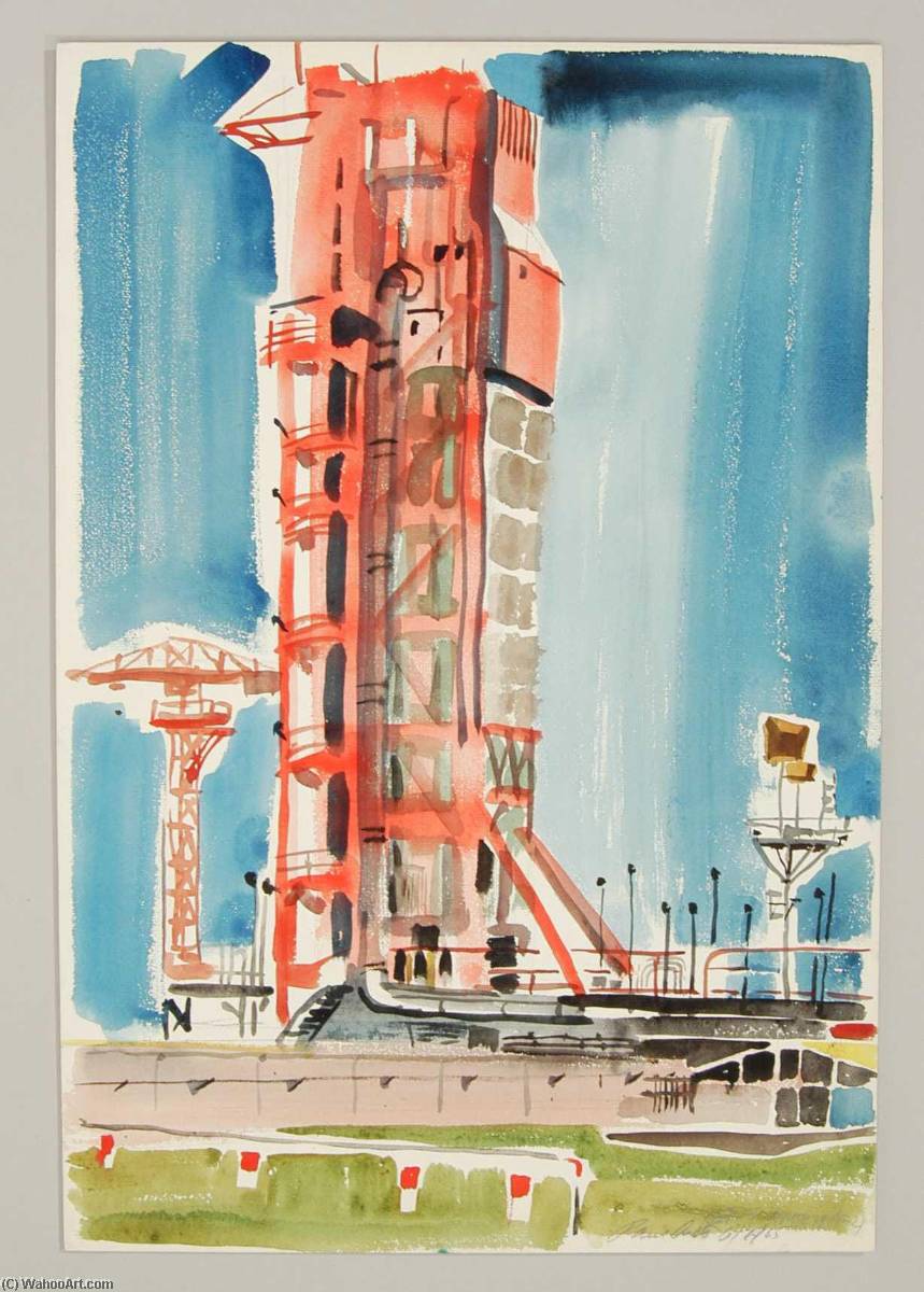 Wikioo.org - The Encyclopedia of Fine Arts - Painting, Artwork by Paul Arlt - Launch Area with Crane